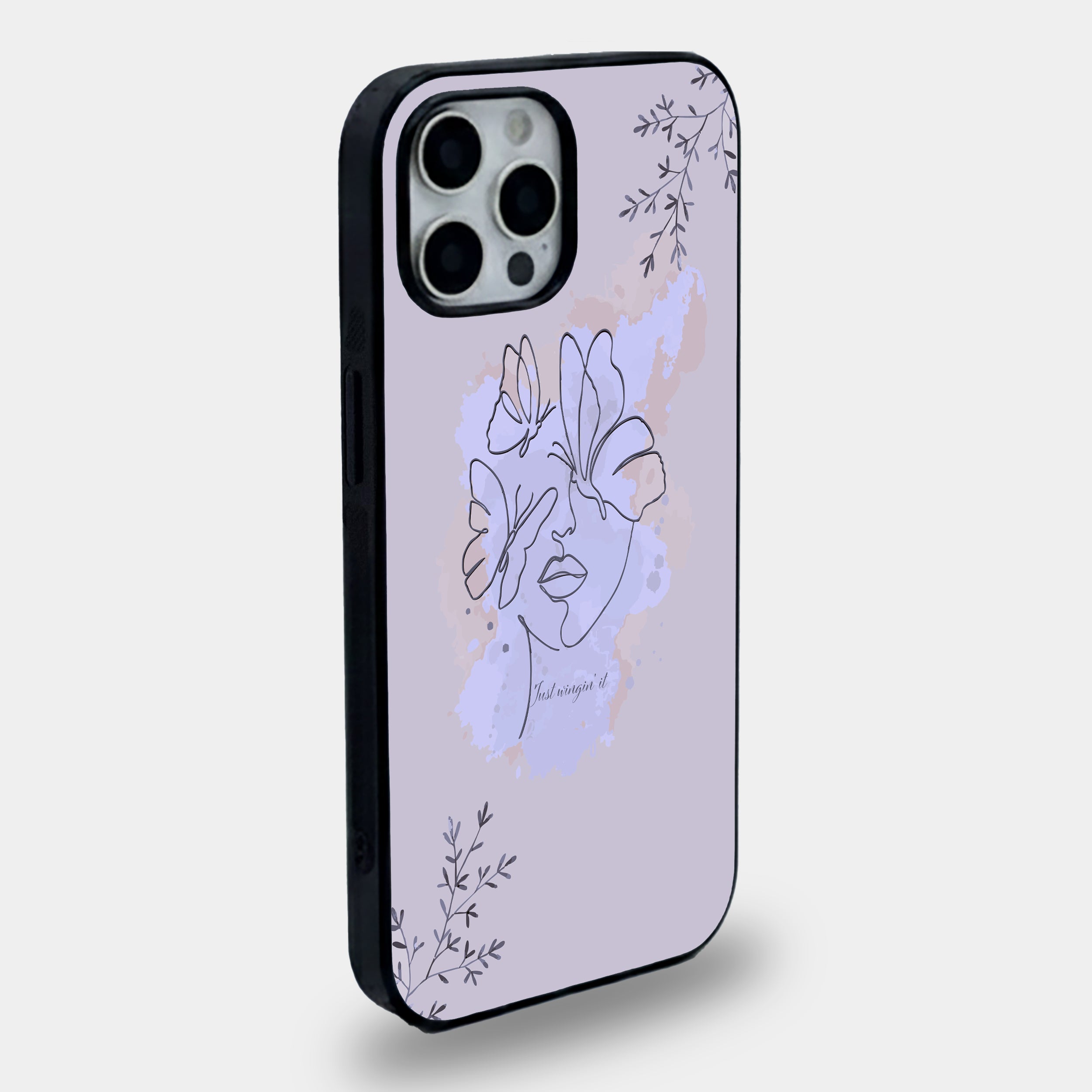 Ethereal Butterfly Line Art | Premium Glass iPhone Mobile Cover Case