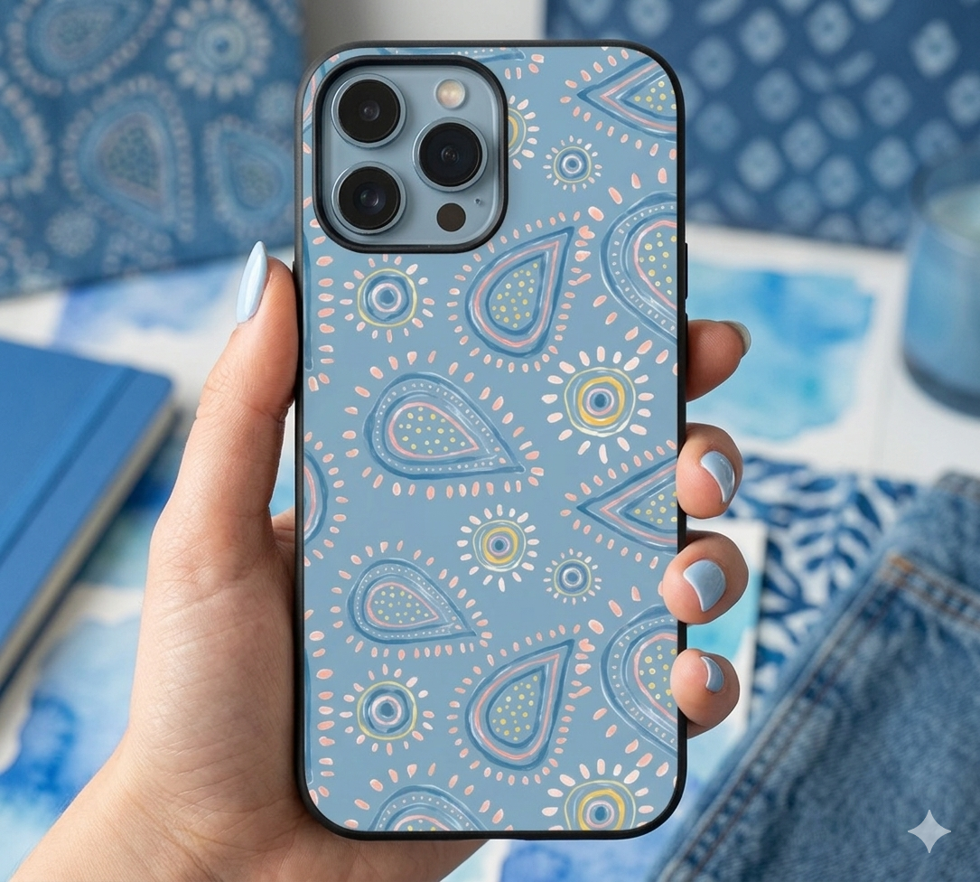 Blue Abstract Paisley Print