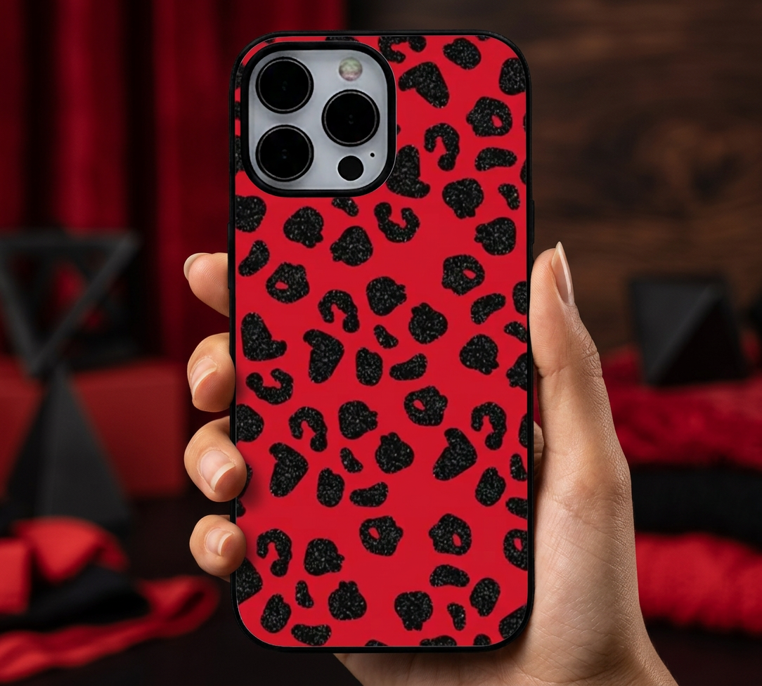 Fierce Red Leopard Print | Premium Glass iPhone & Samsung Mobile Cover Case