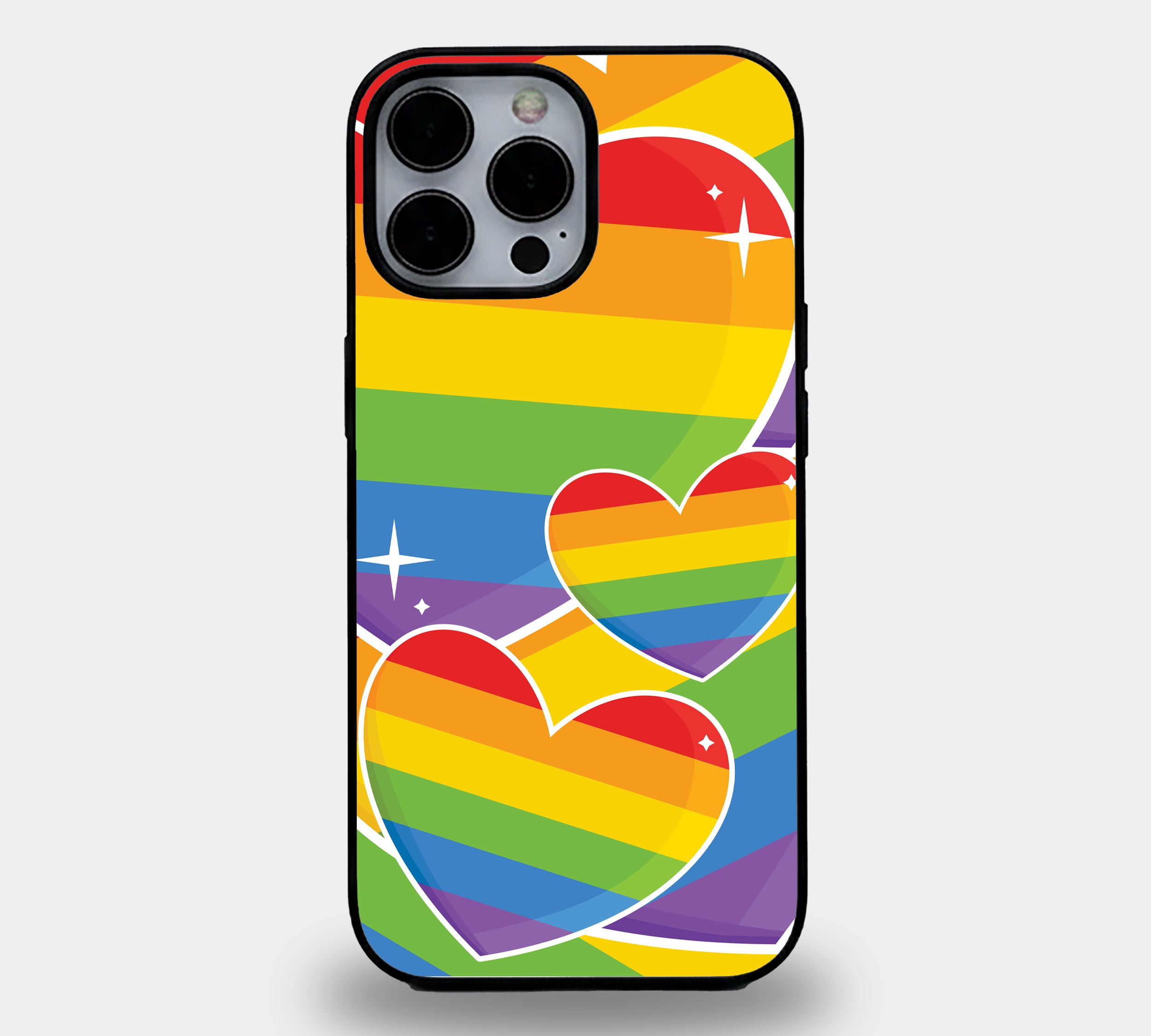 Rainbow Hearts Pride Edition | Premium Glass iPhone Mobile Cover Case