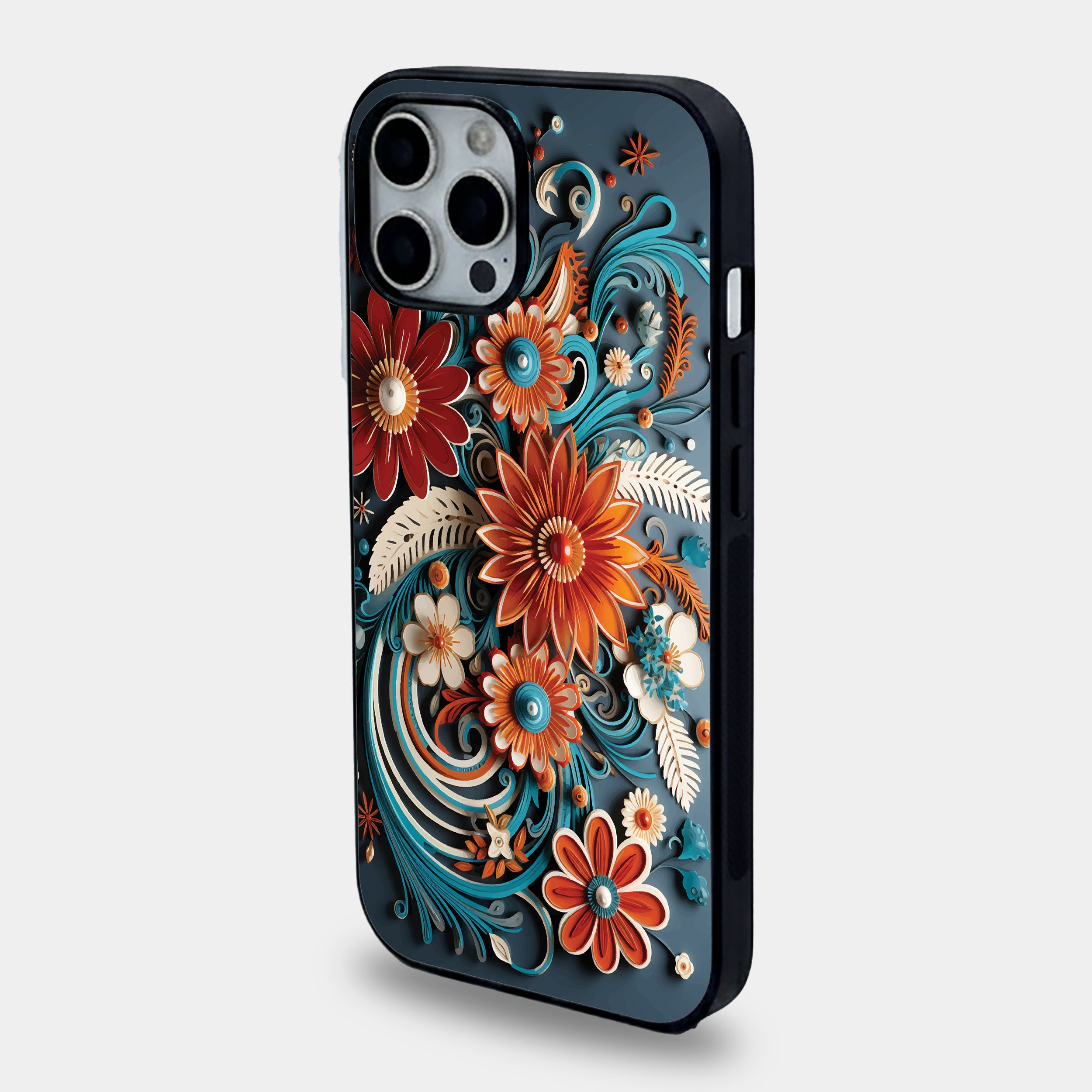 3D Paper-Quilled Floral Art | Premium Glass iPhone Mobile Cover Case