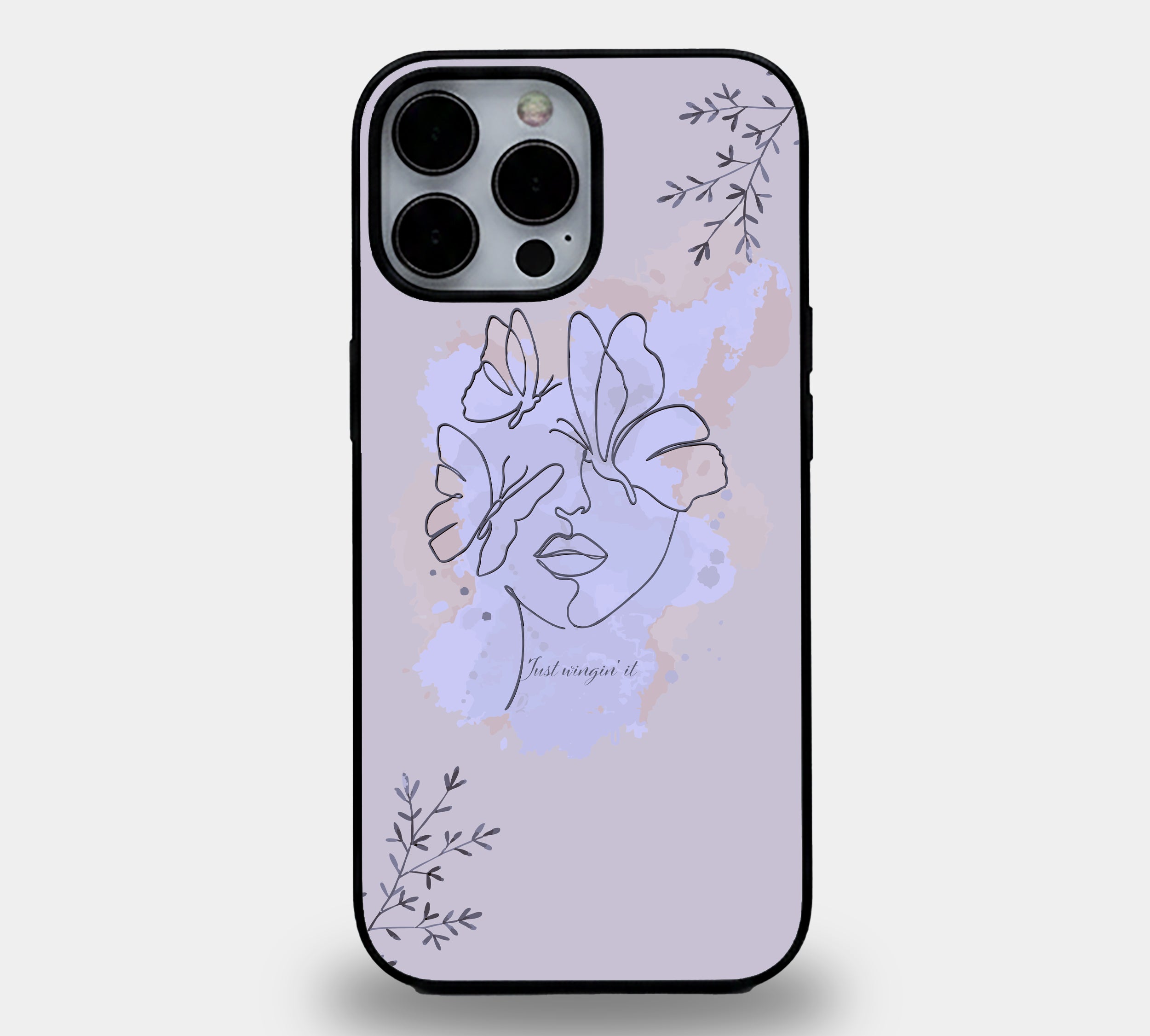 Ethereal Butterfly Line Art | Premium Glass iPhone Mobile Cover Case
