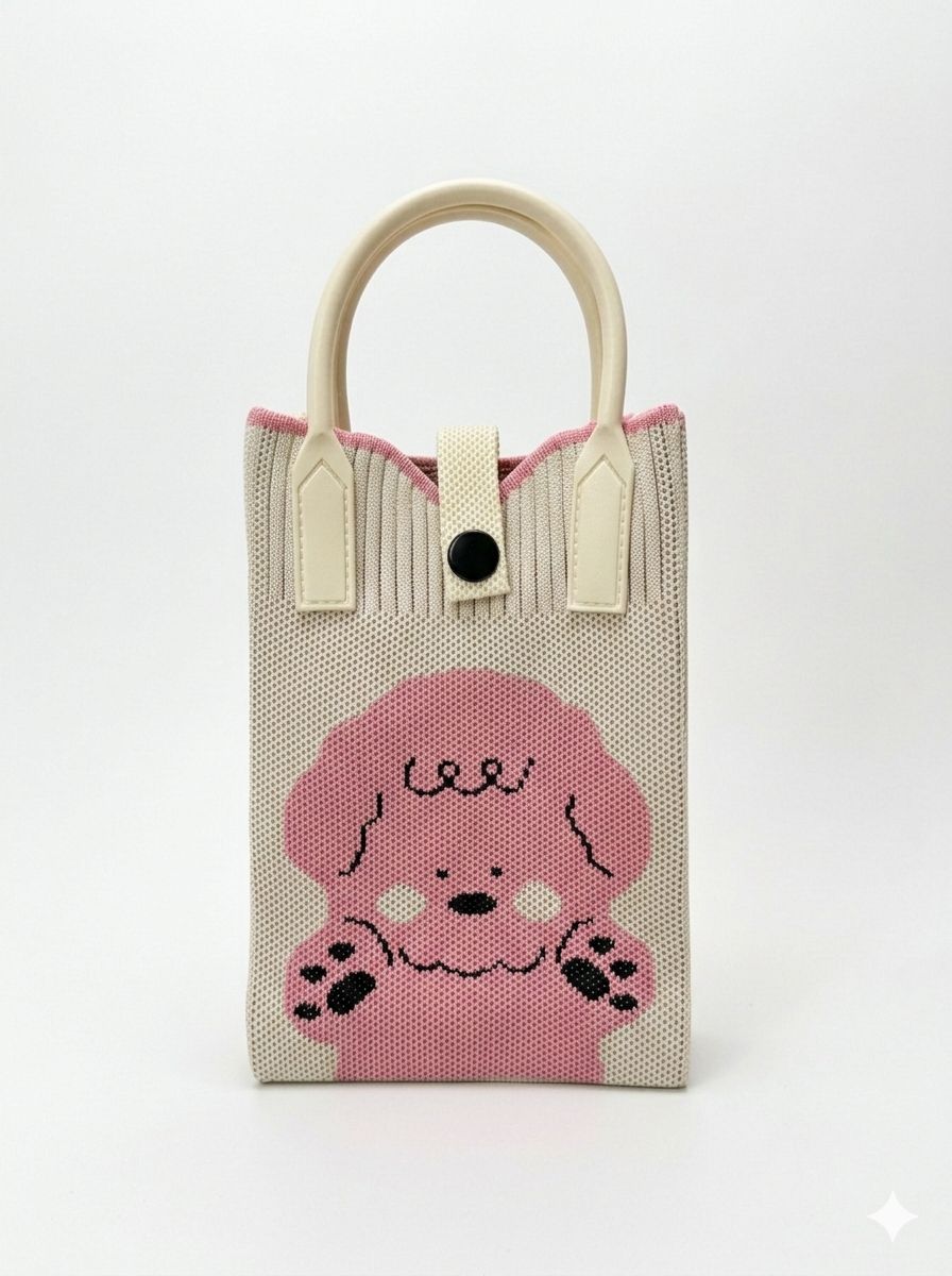 Trendy Crossbody Mobile Sling Bag with Strap & Silicone Handle | Pink Puppy