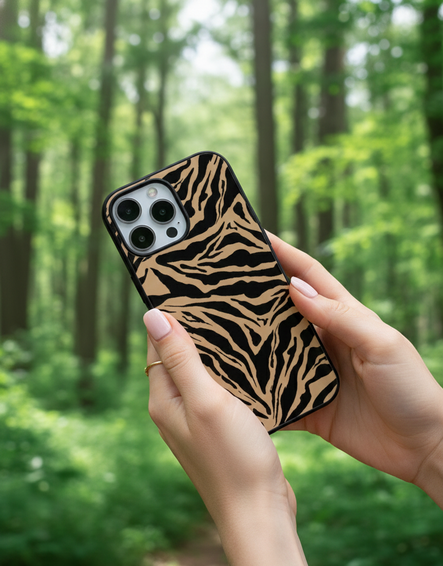 Midnight Ochre Tiger Print | Premium Glass iPhone Mobile Cover Case