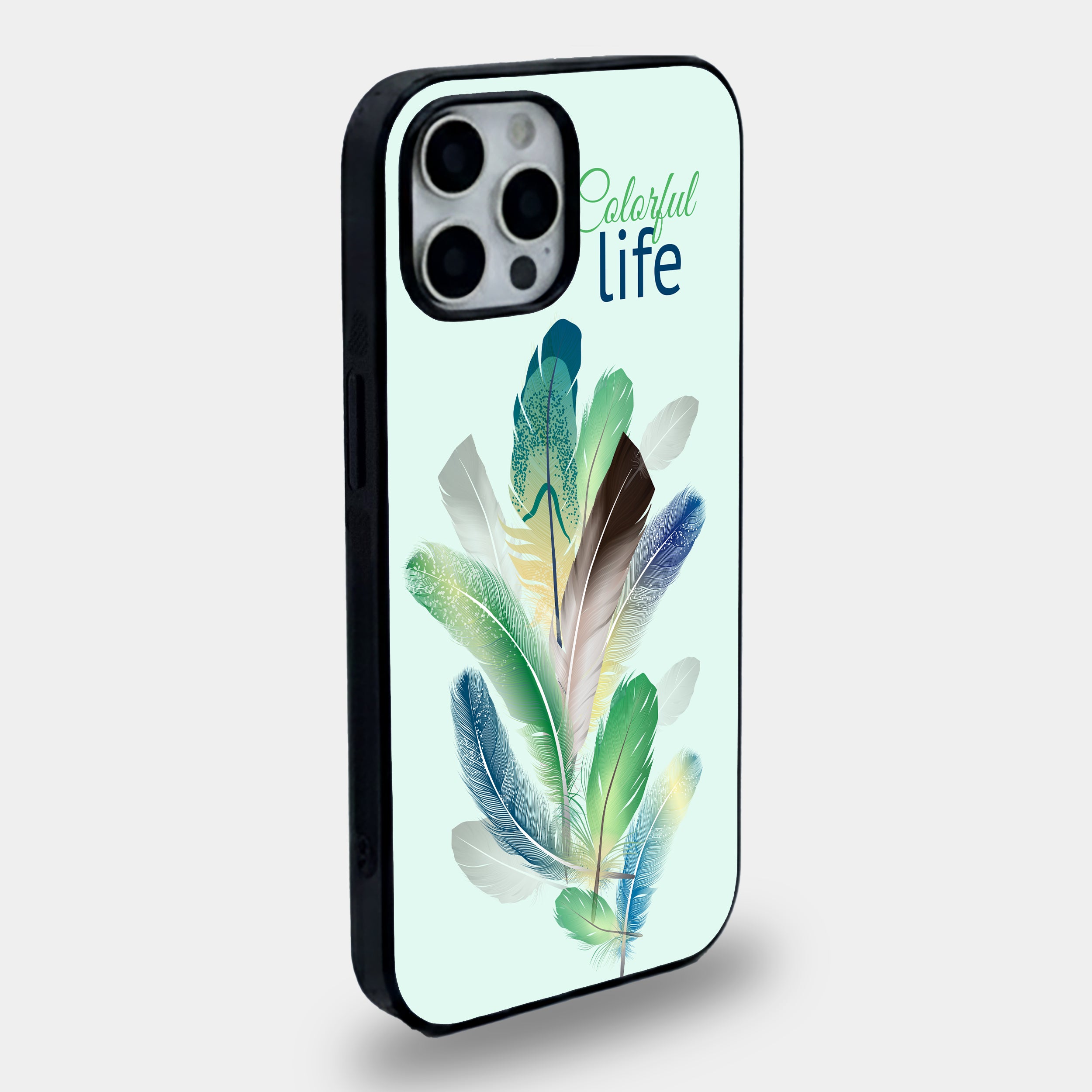 Colorful Life Feather Print | Premium Glass iPhone Mobile Cover Case