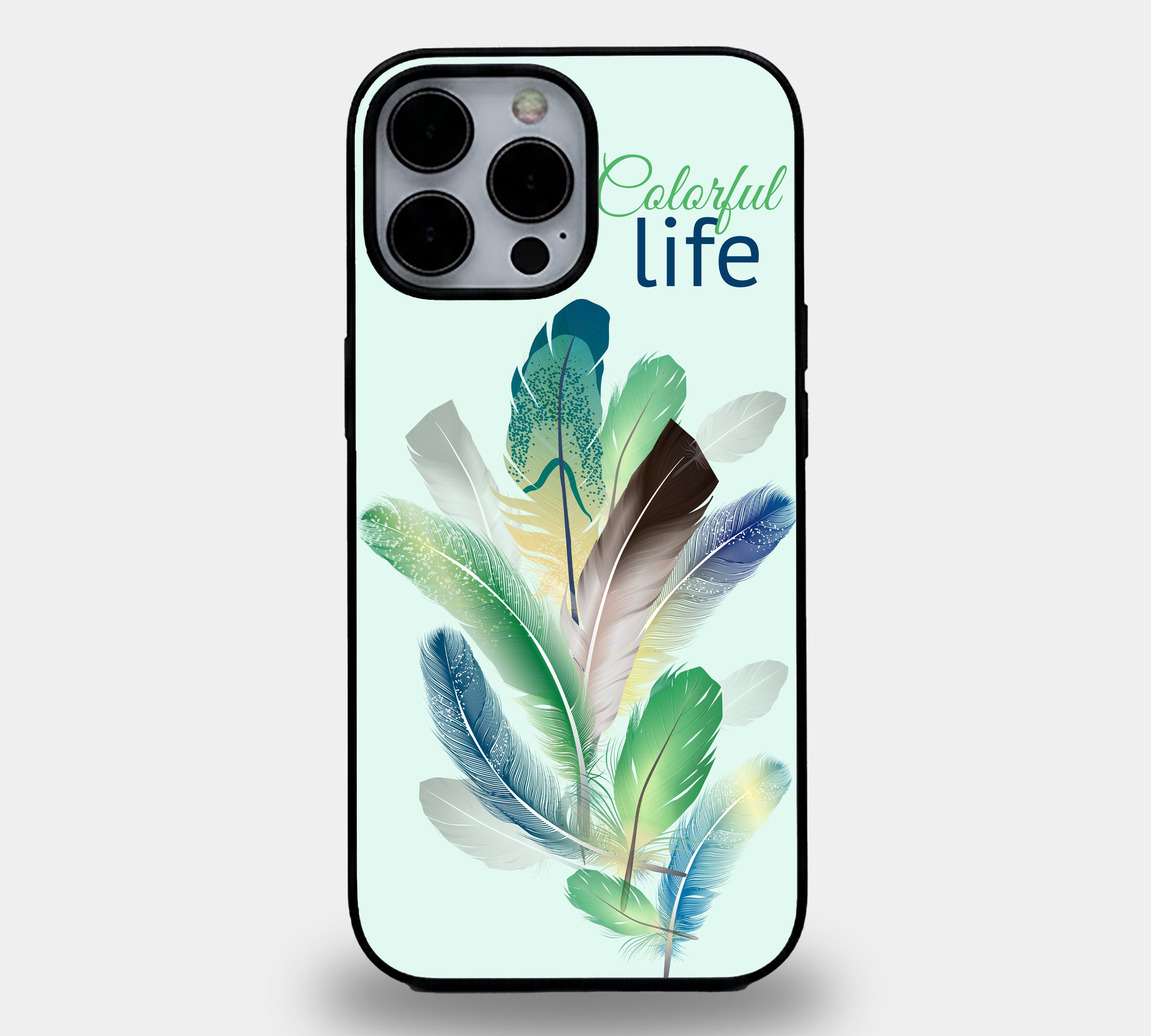Colorful Life Feather Print | Premium Glass iPhone Mobile Cover Case
