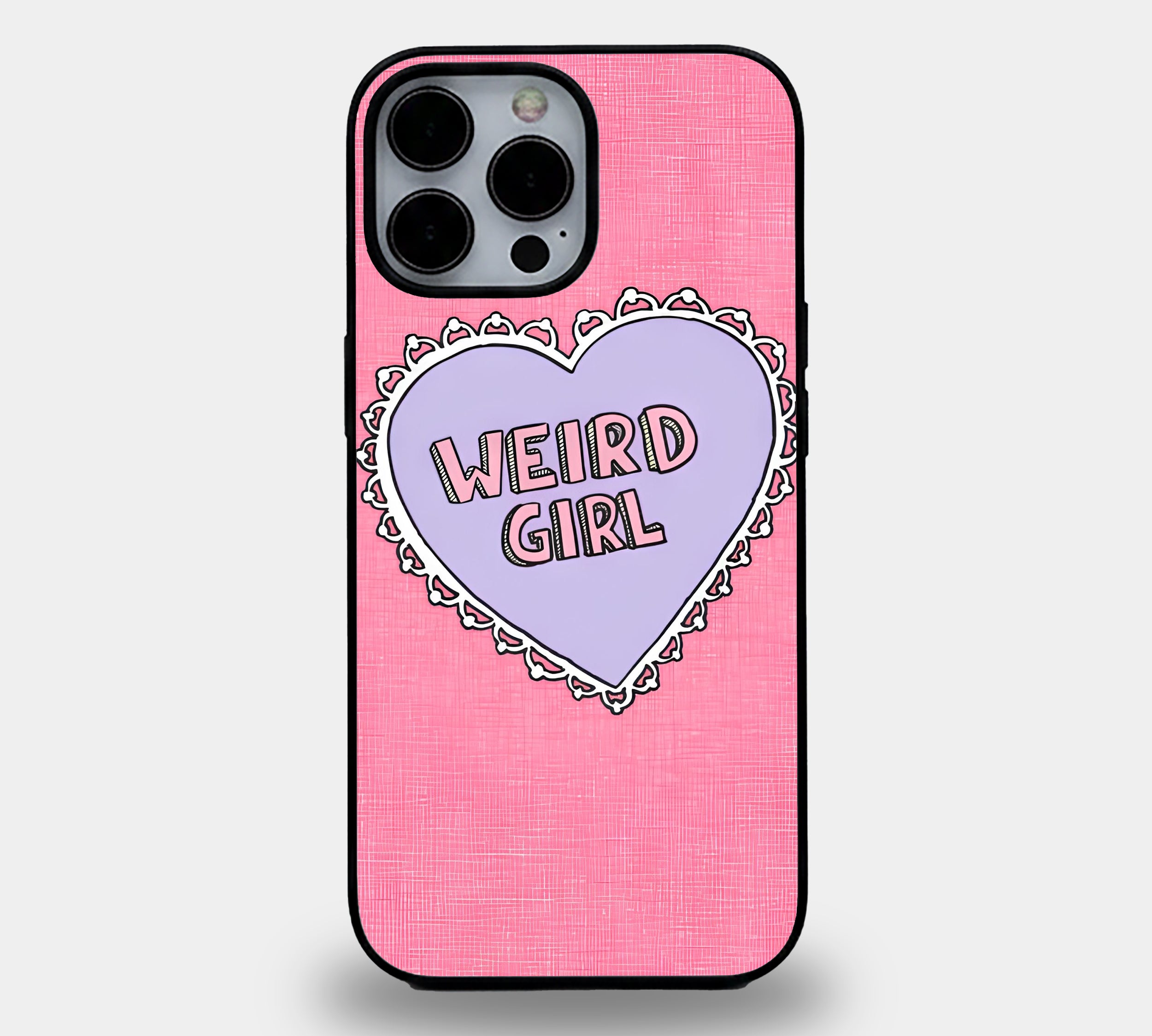 Weird Girl Aesthetic Heart | Premium Glass iPhone & Samsung Mobile Cover Case