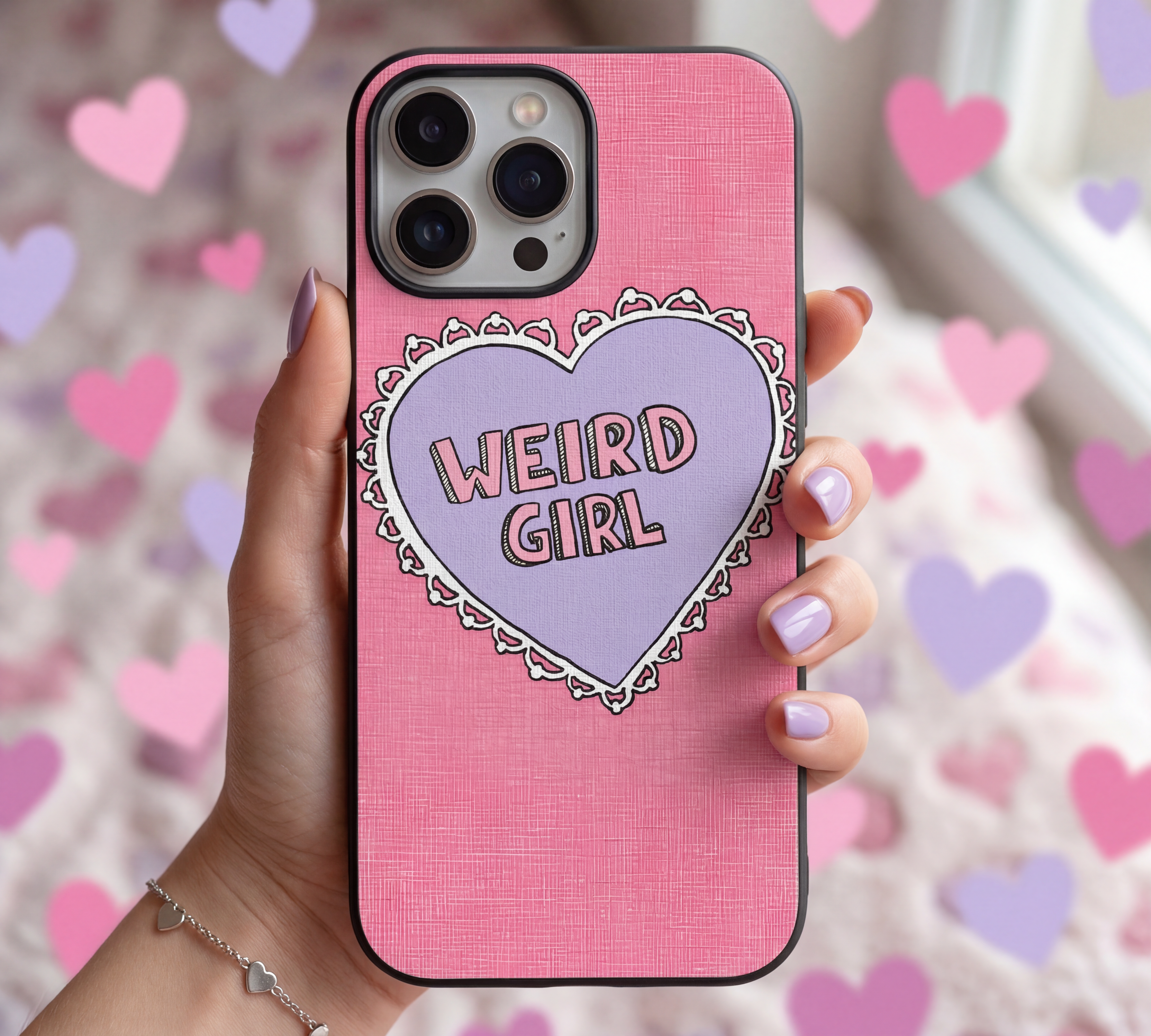 Weird Girl Aesthetic Heart | Premium Glass iPhone & Samsung Mobile Cover Case