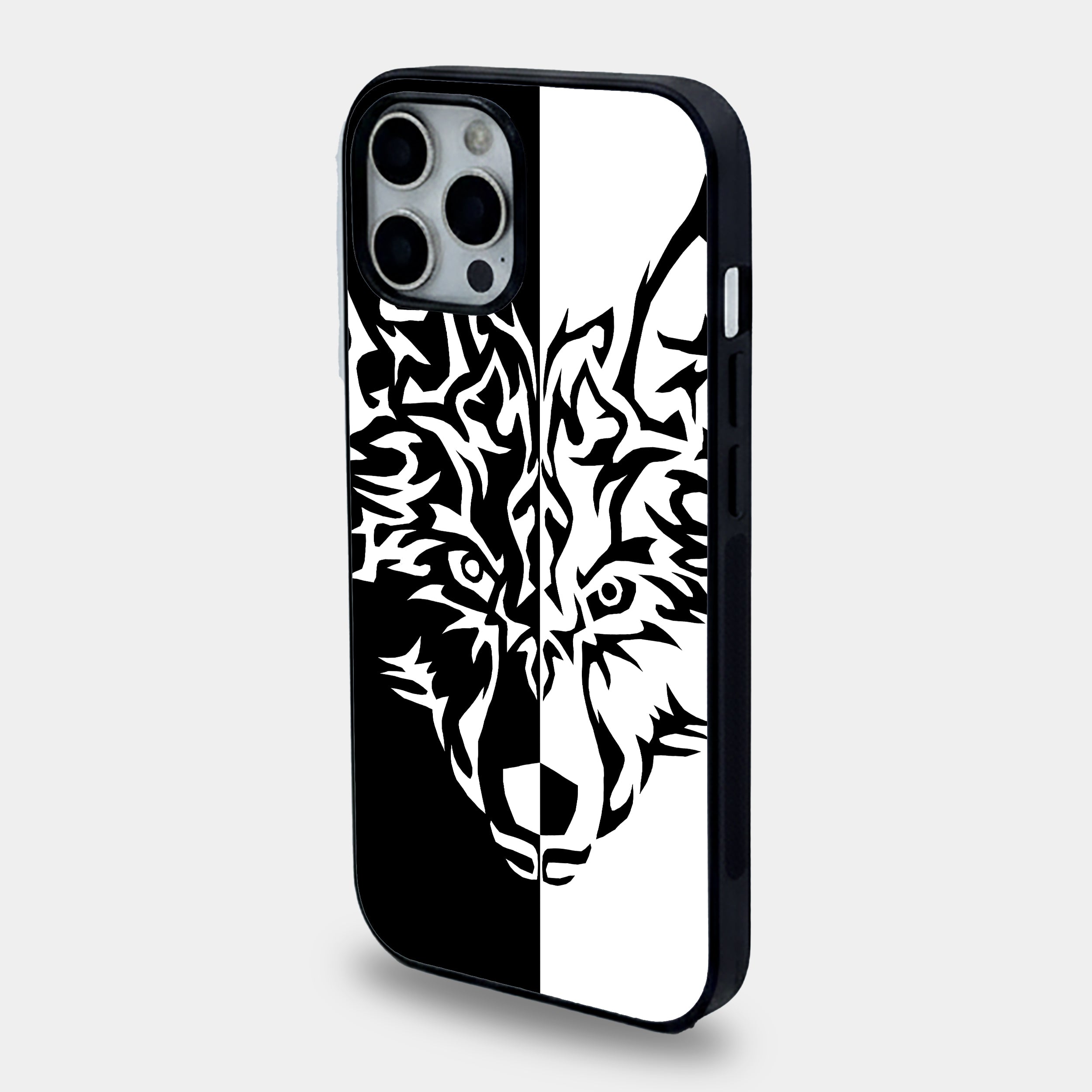 Dual-Contrast Tribal Wolf | Premium Glass iPhone & Samsung Mobile Cover Case