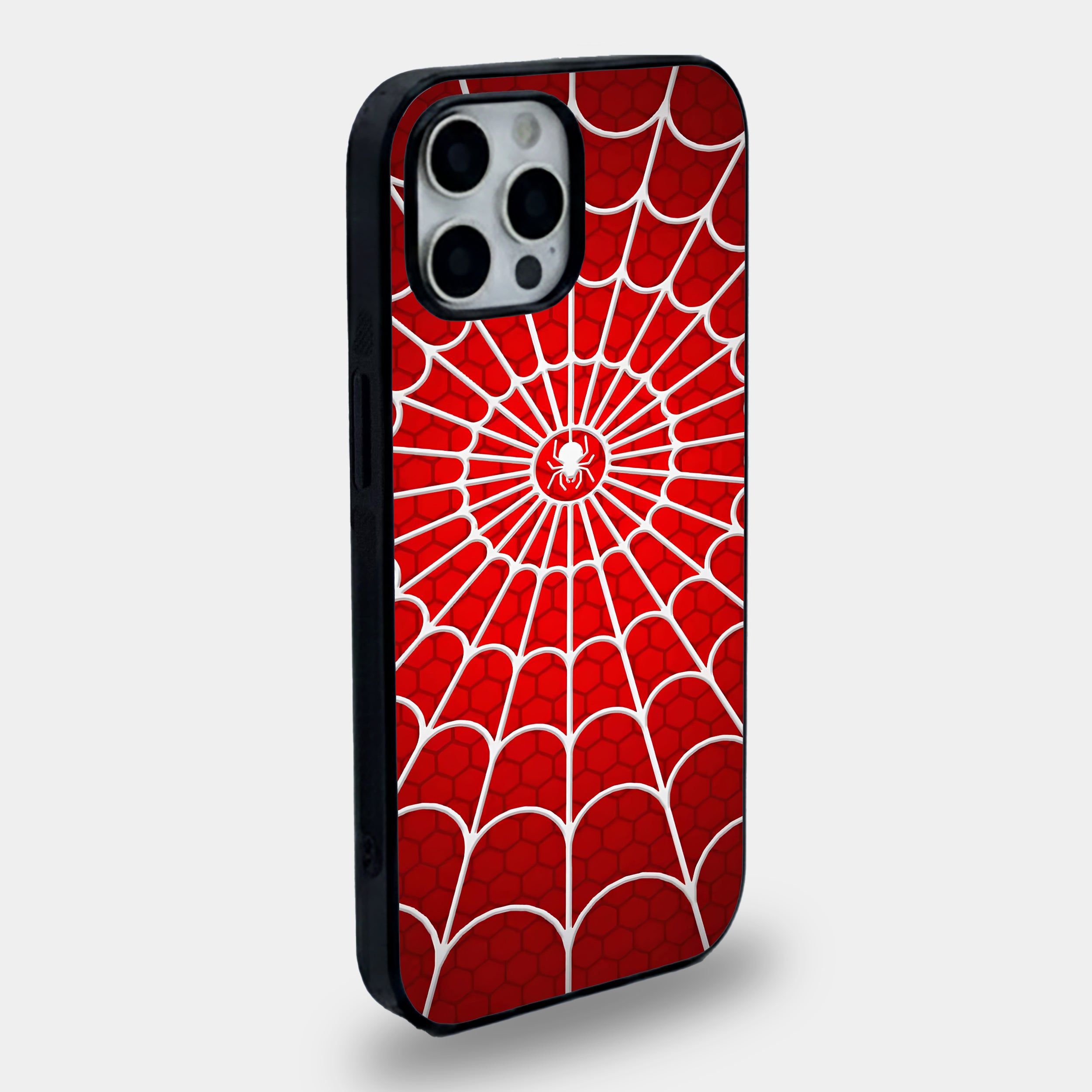 Superhero Inspired - Red Web Mesh | Premium Glass iPhone & Samsung Mobile Cover Case