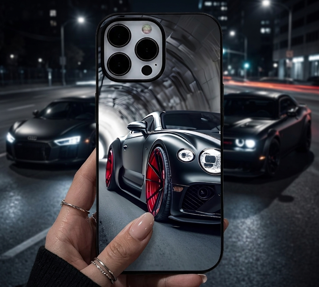 Matte Black Hypercar | Premium Glass iPhone & Samsung Mobile Cover Case