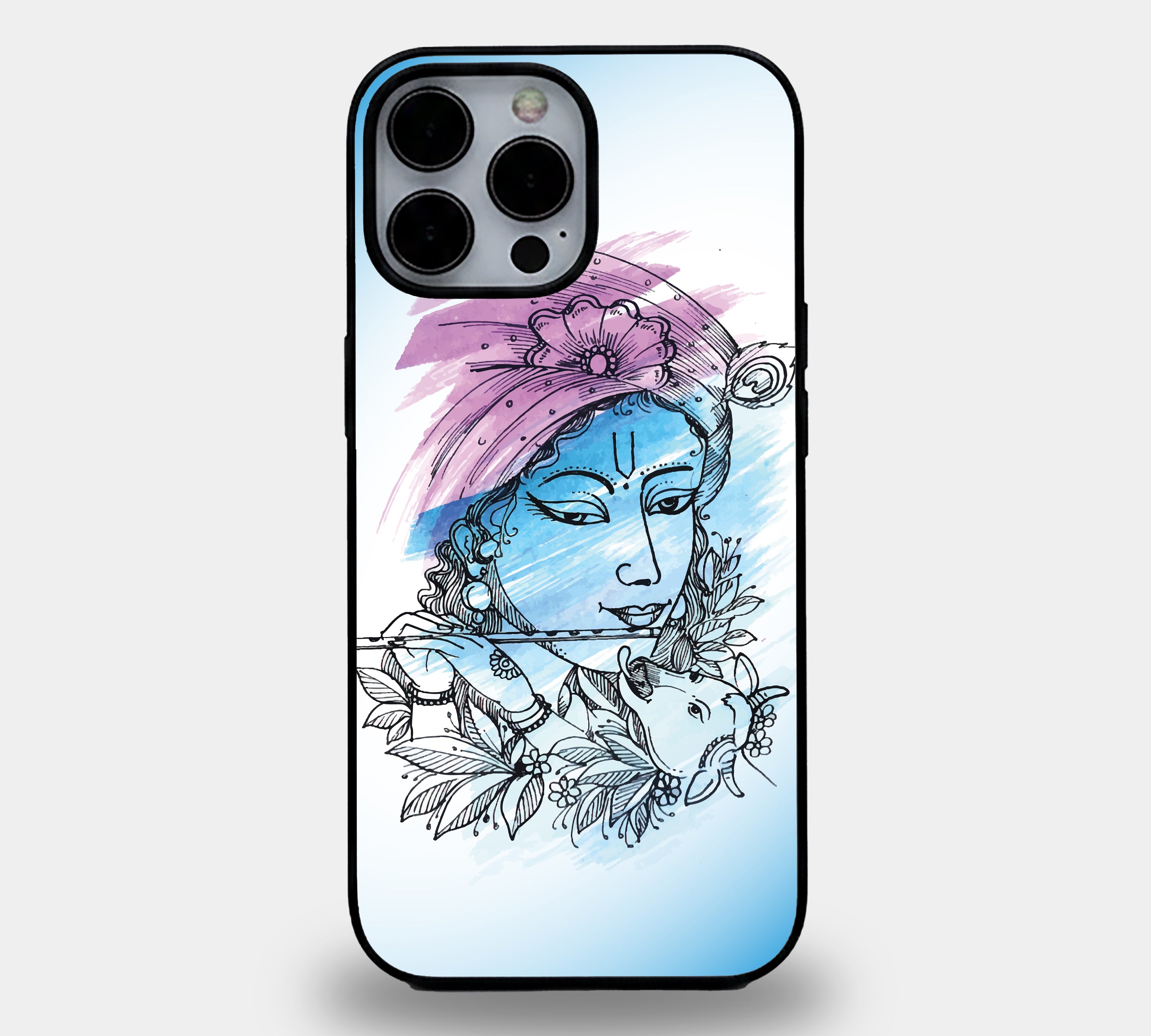 Krishna Watercolor | Premium Glass iPhone Mobile Cover Case
