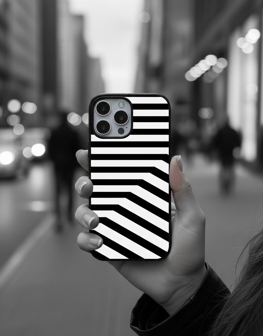 Linear Edge – Bold Geometric Striped | Premium Glass iPhone Mobile Cover Case