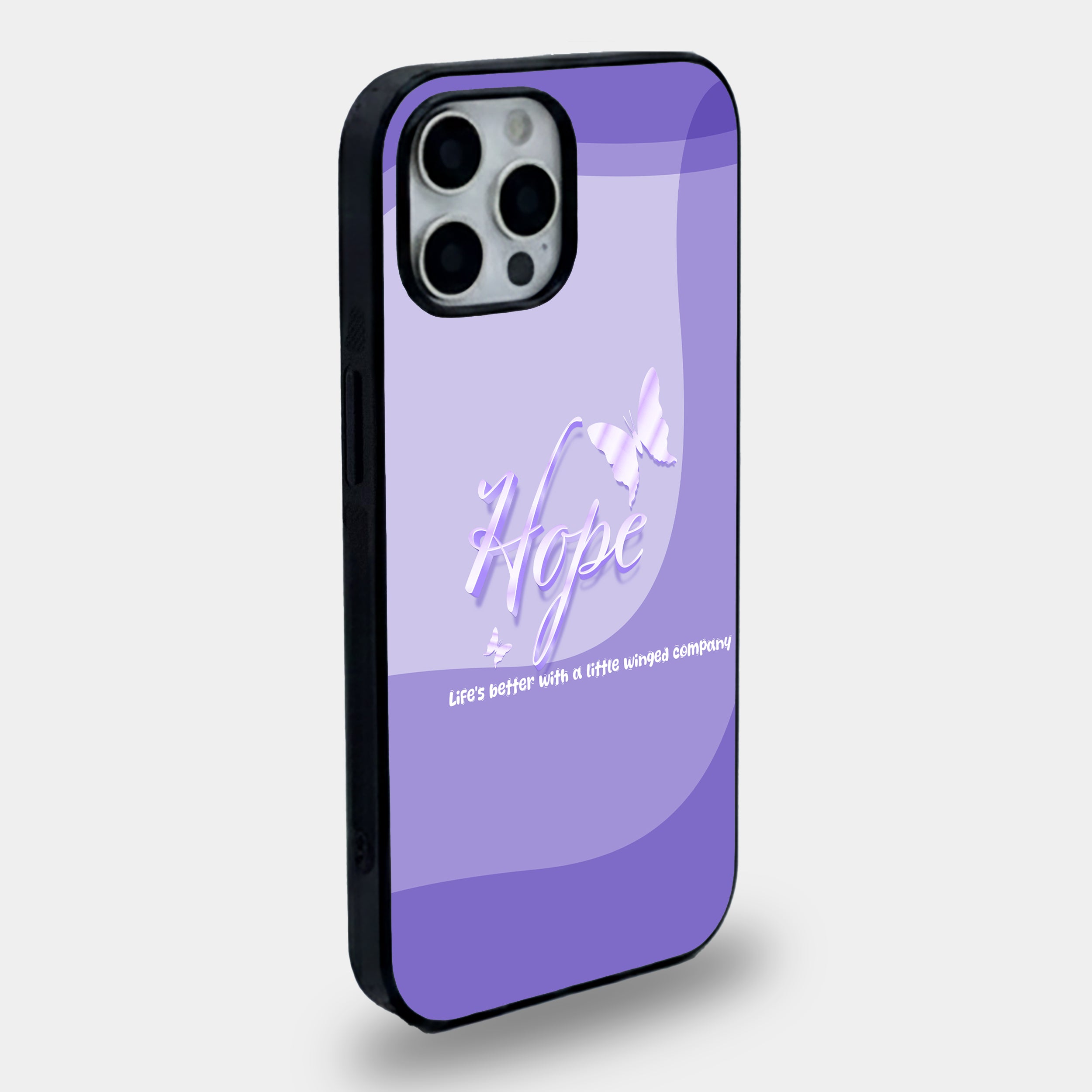 Lavender Butterfly Hope | Premium Glass iPhone Mobile Cover Case