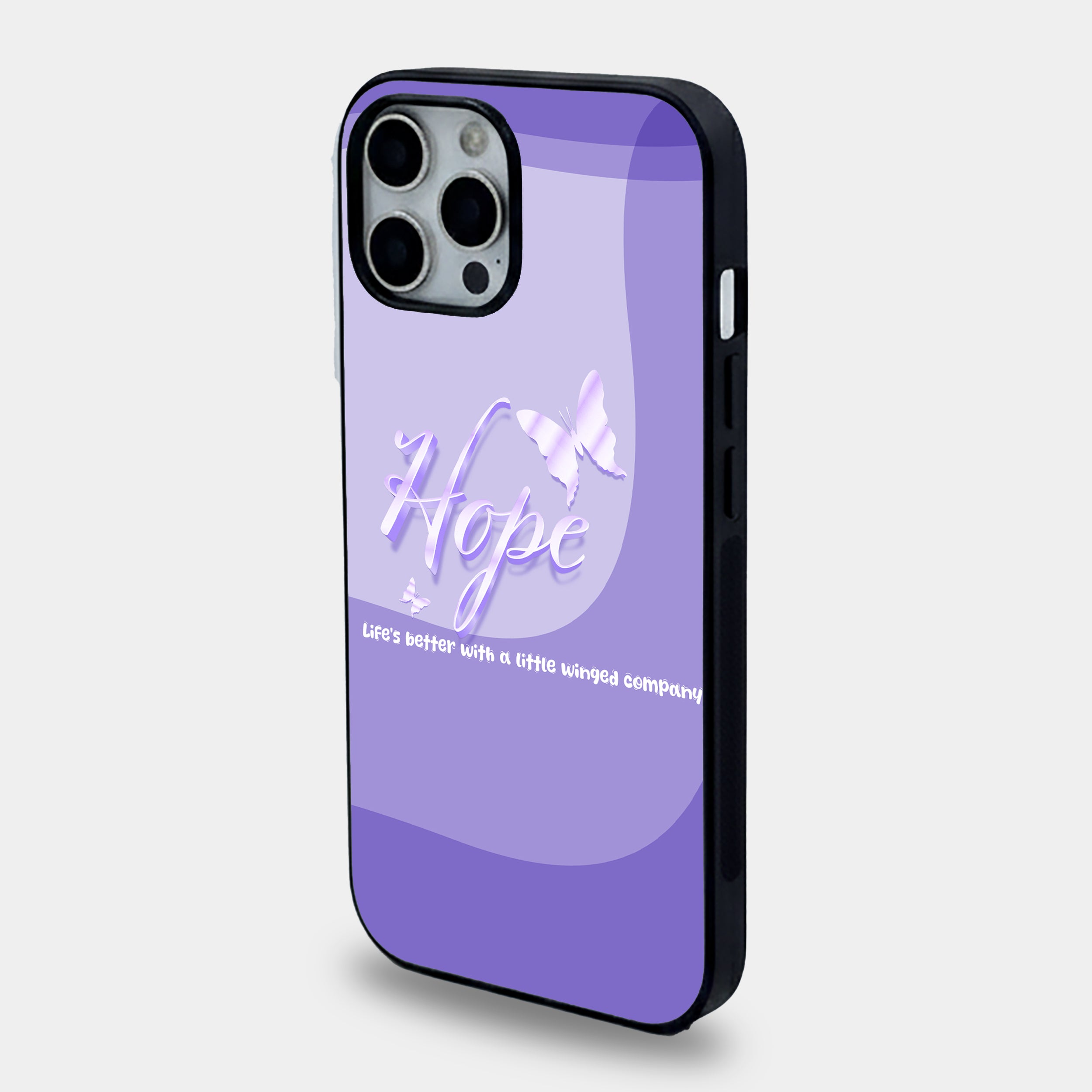 Lavender Butterfly Hope | Premium Glass iPhone Mobile Cover Case