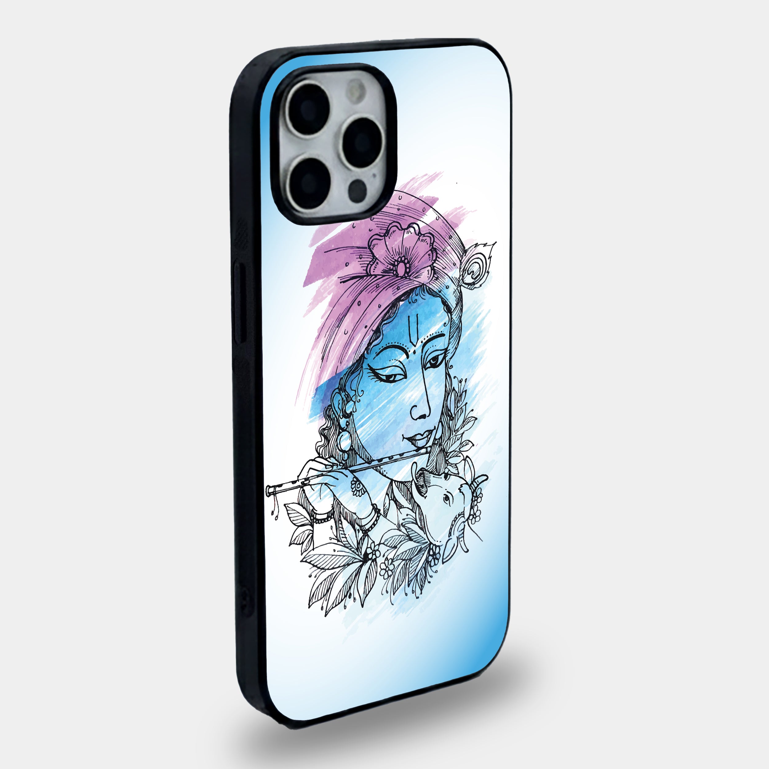 Krishna Watercolor | Premium Glass iPhone Mobile Cover Case