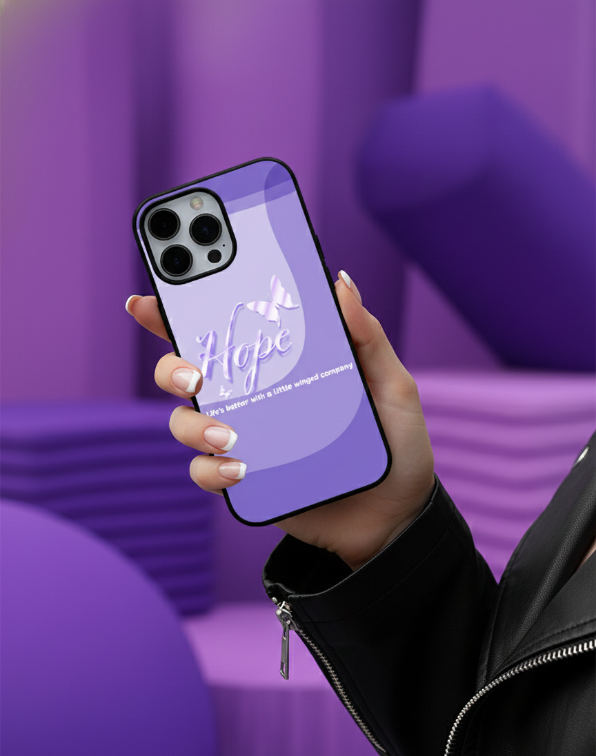 Lavender Butterfly Hope | Premium Glass iPhone Mobile Cover Case