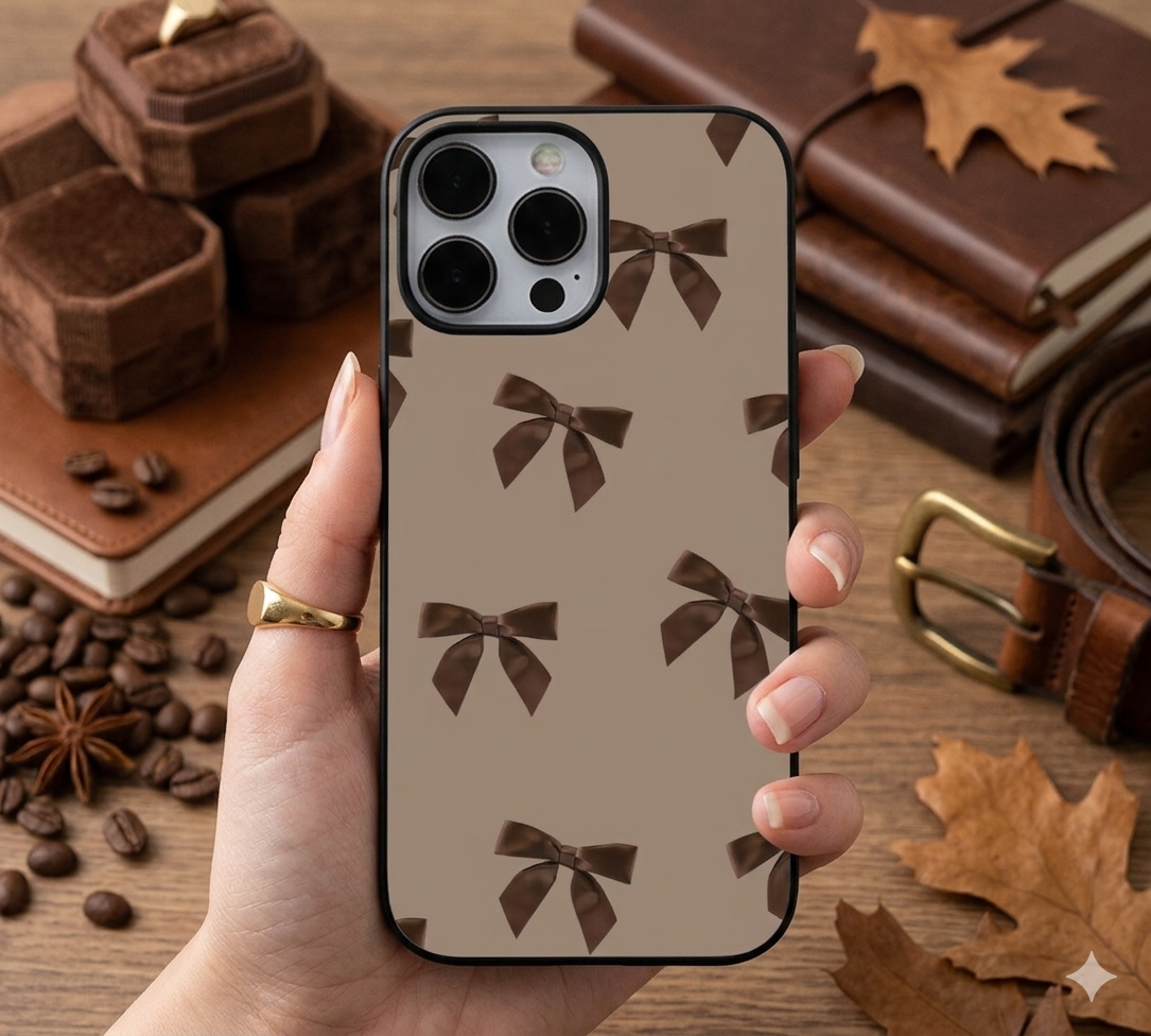 Espresso Bows | Premium Glass iPhone & Samsung Mobile Cover Case