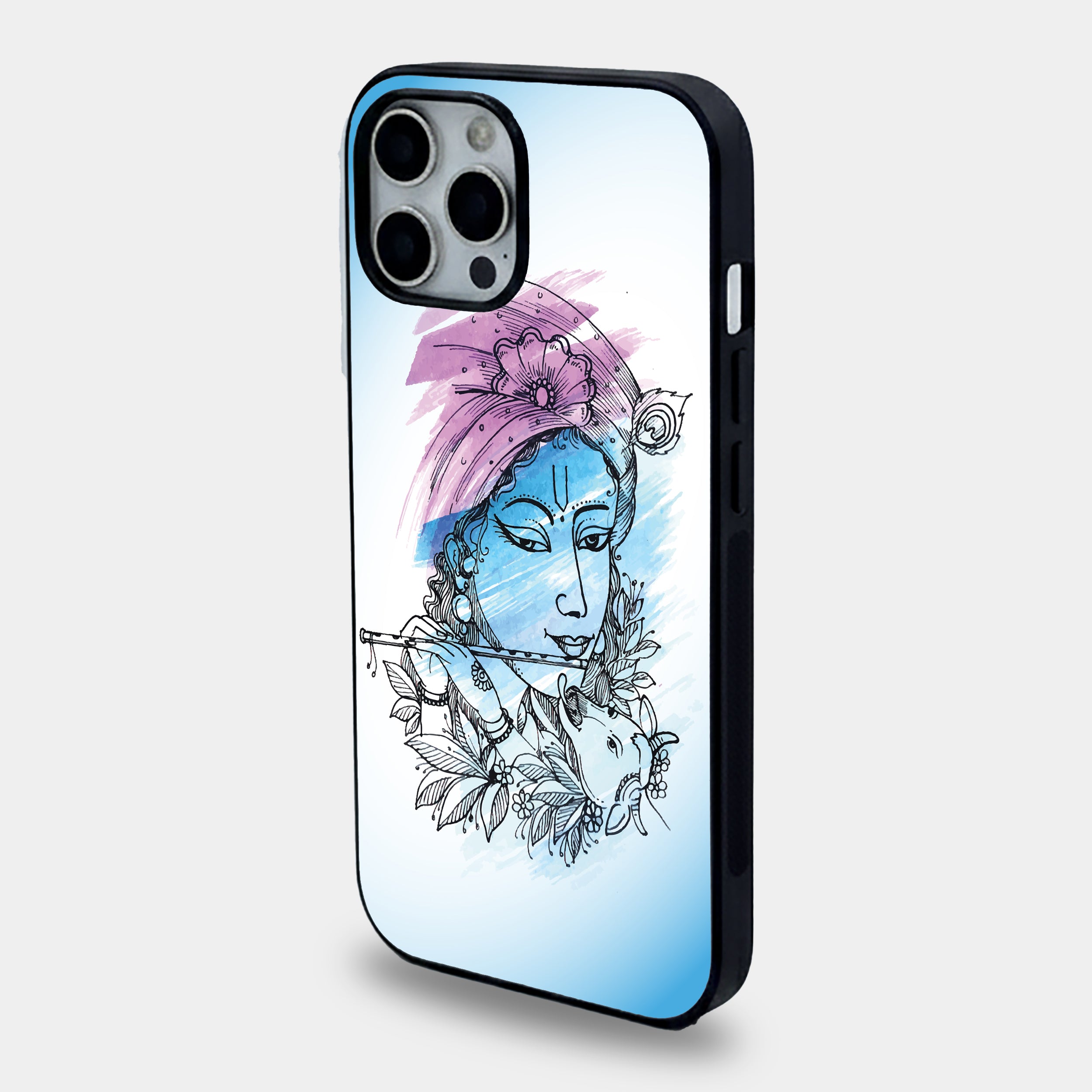 Krishna Watercolor | Premium Glass iPhone Mobile Cover Case