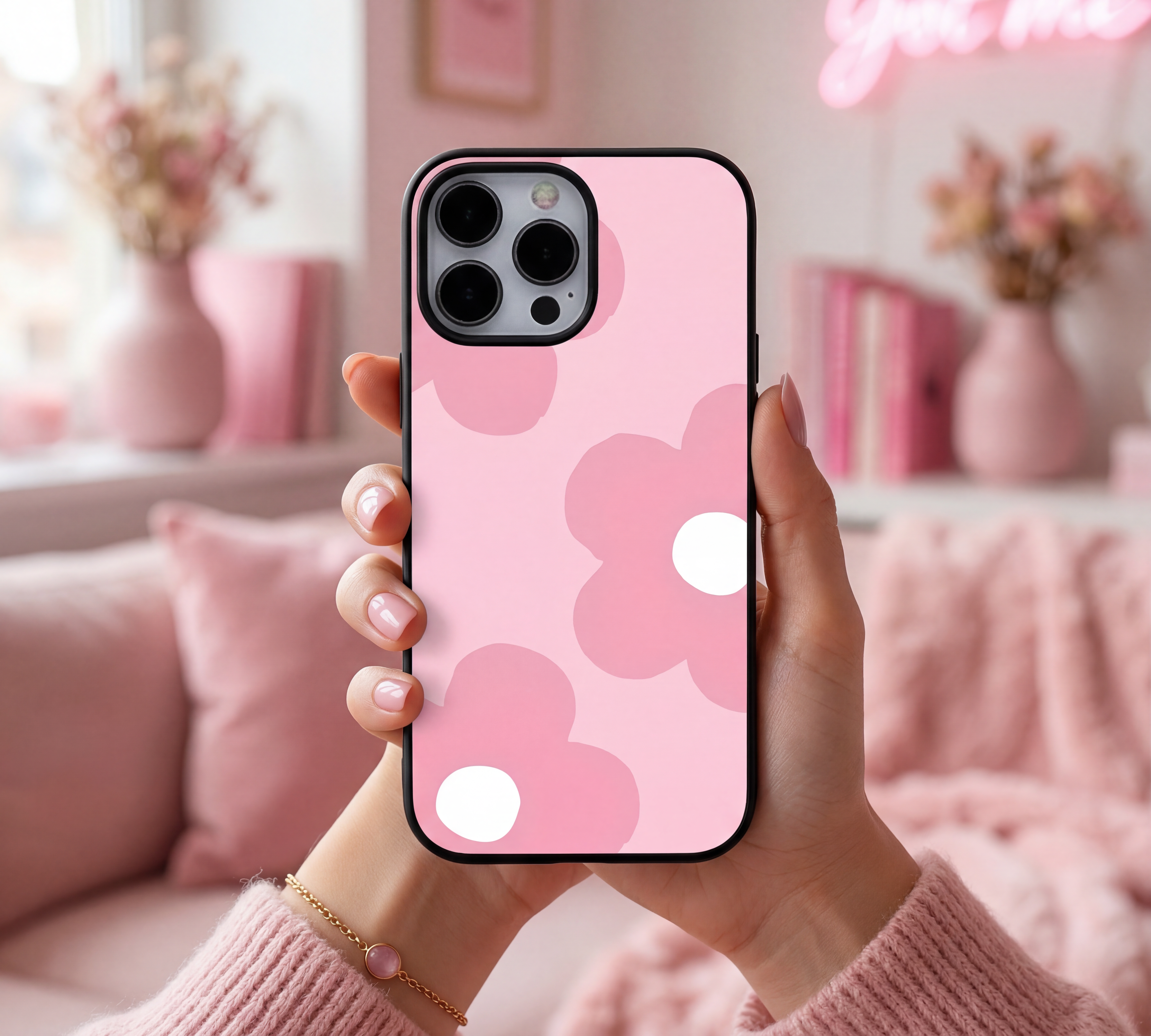 Pink Floral Dream | Premium Glass iPhone & Samsung Mobile Cover Case