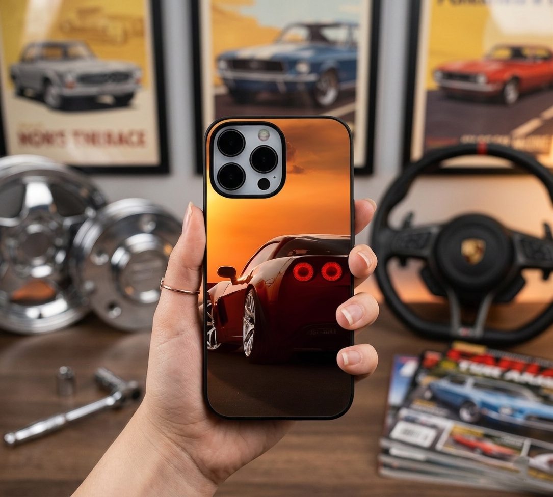 Red Sports Car Sunset Case