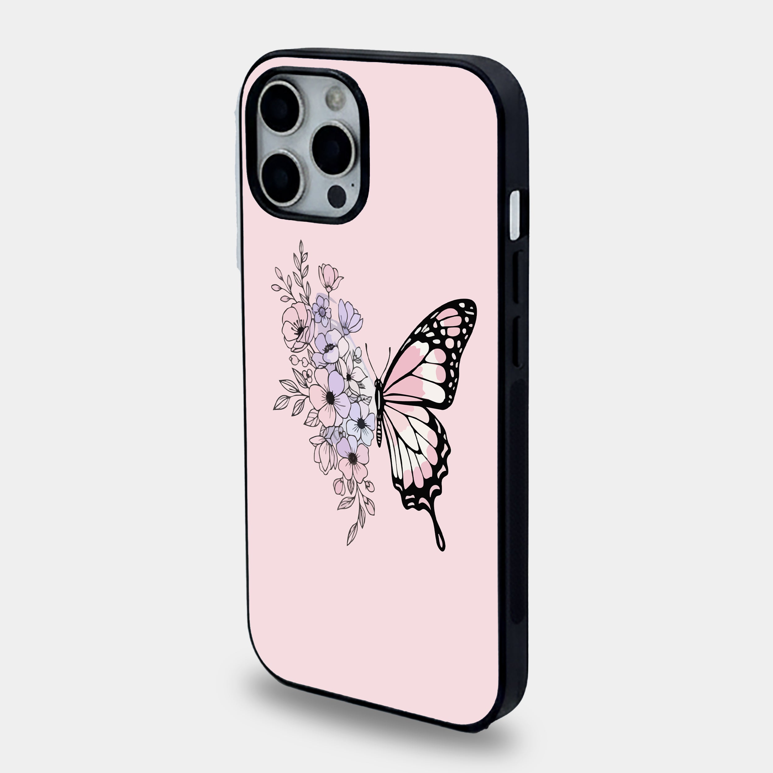 Pastel Floral Butterfly | Premium Glass iPhone & Samsung Mobile Cover Case
