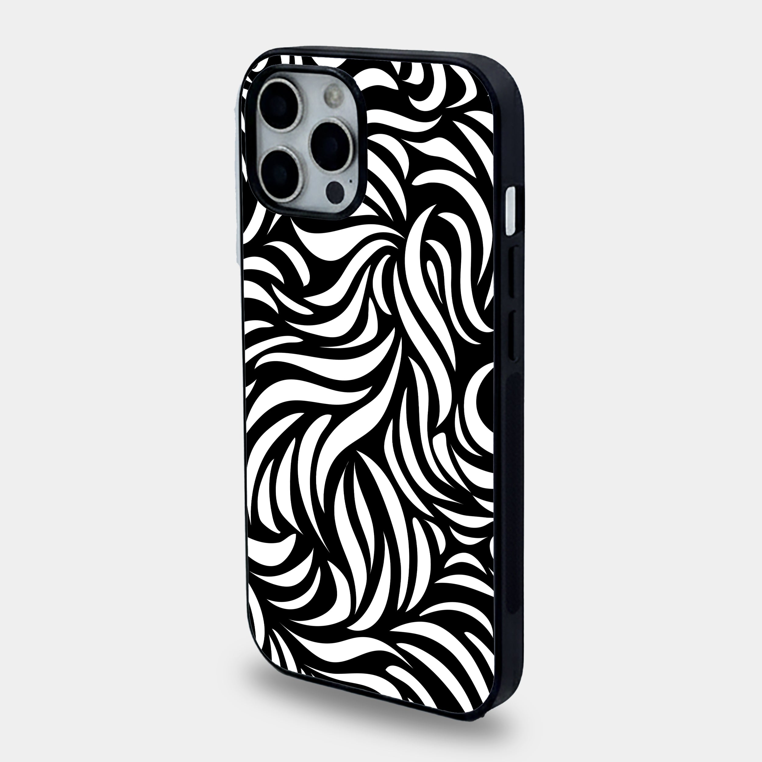 Midnight Swirl Abstract Monochrome | Premium Glass iPhone Mobile Cover Case
