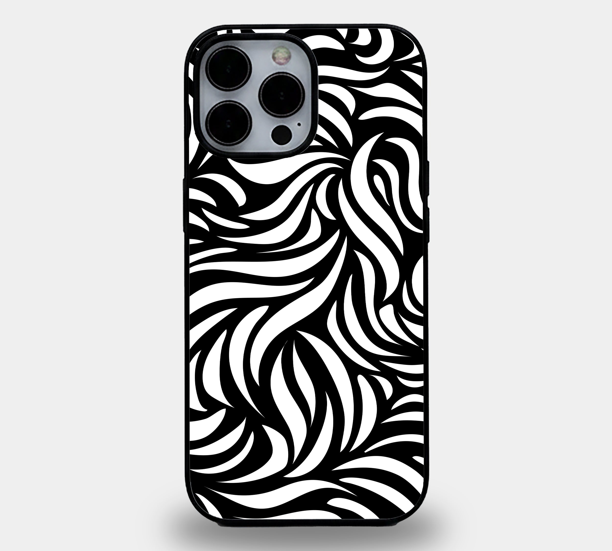 Midnight Swirl Abstract Monochrome | Premium Glass iPhone Mobile Cover Case