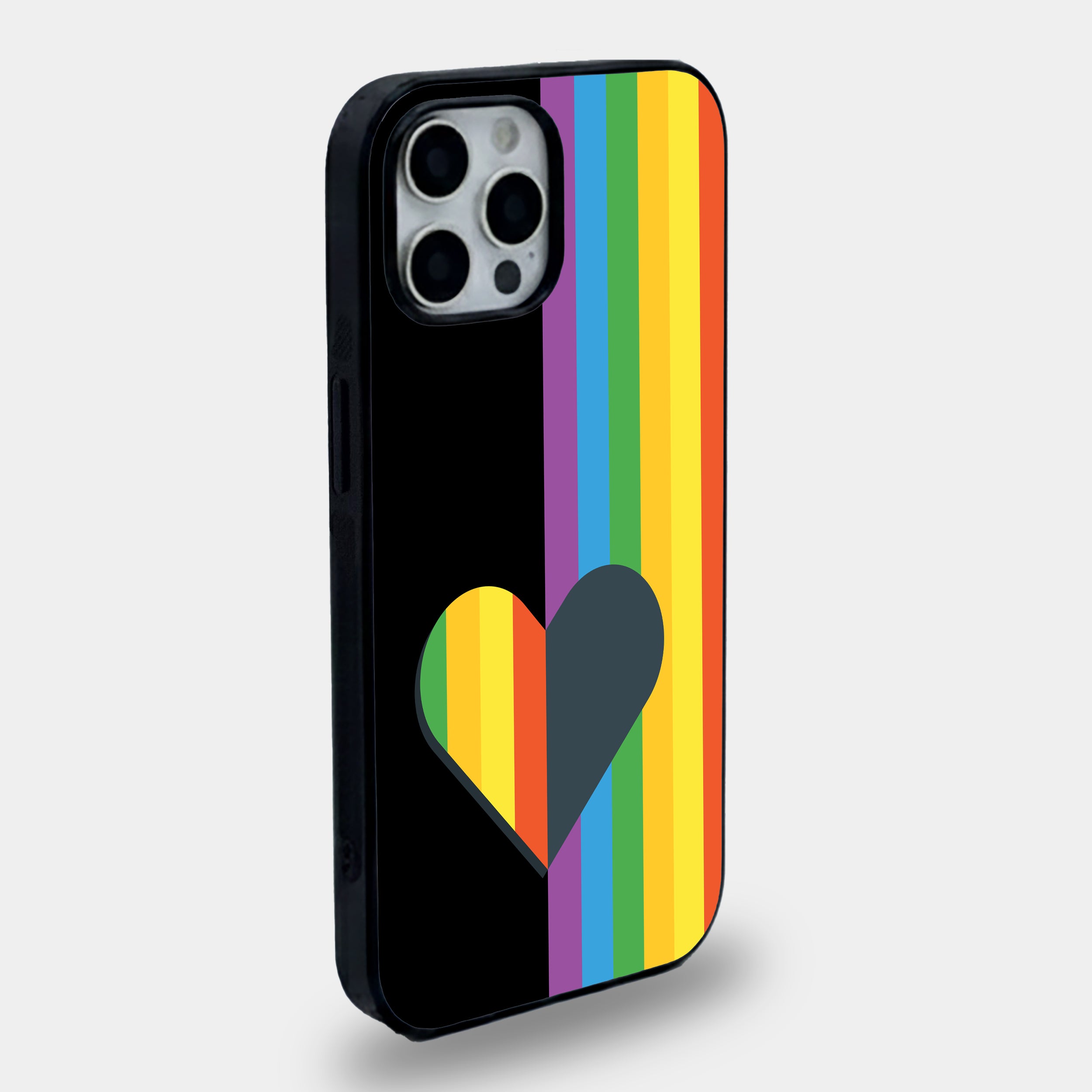 Split Black Pride Heart | Premium Glass iPhone Mobile Cover Case