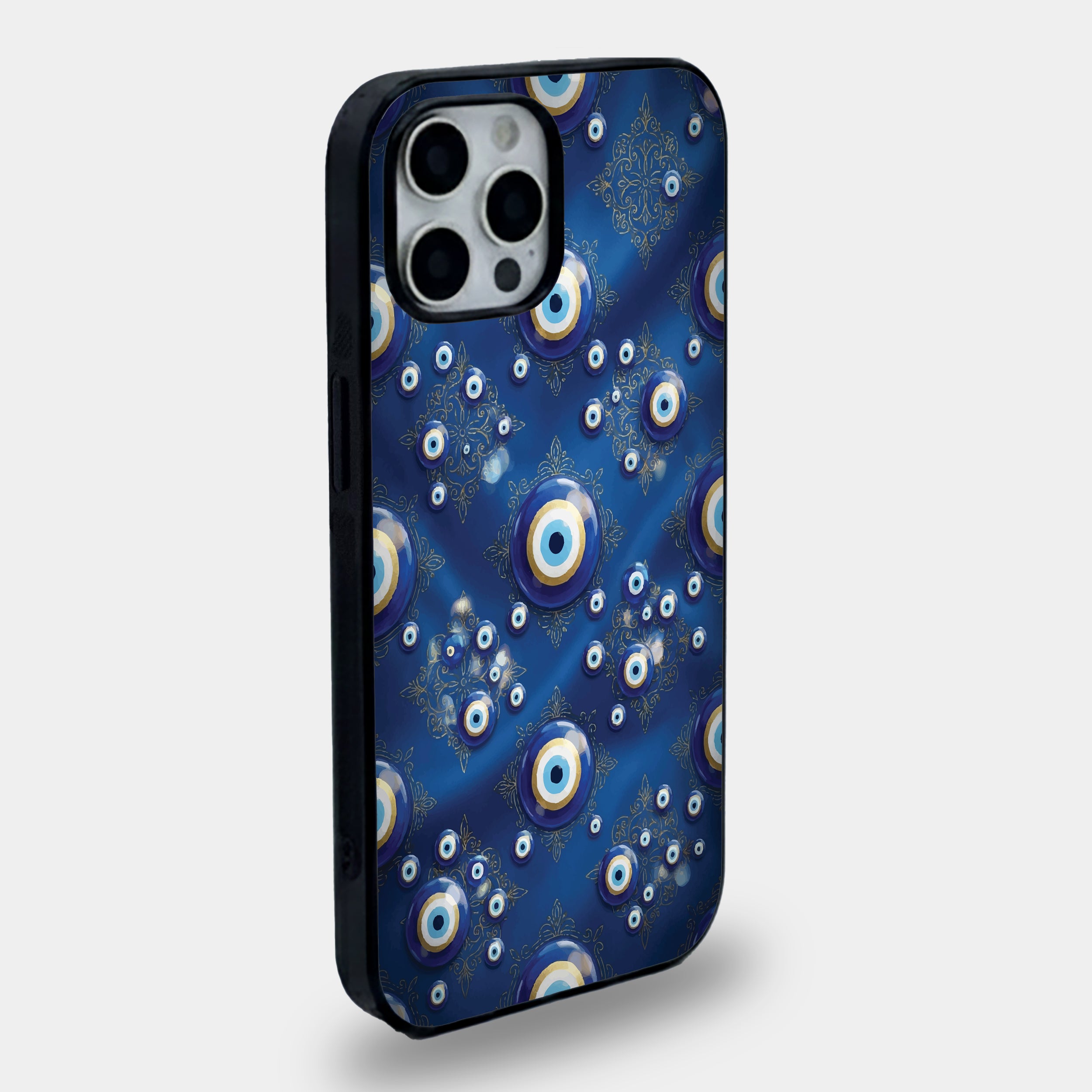 Royal Blue Evil Eye Silk | Premium Glass iPhone Mobile Cover Case