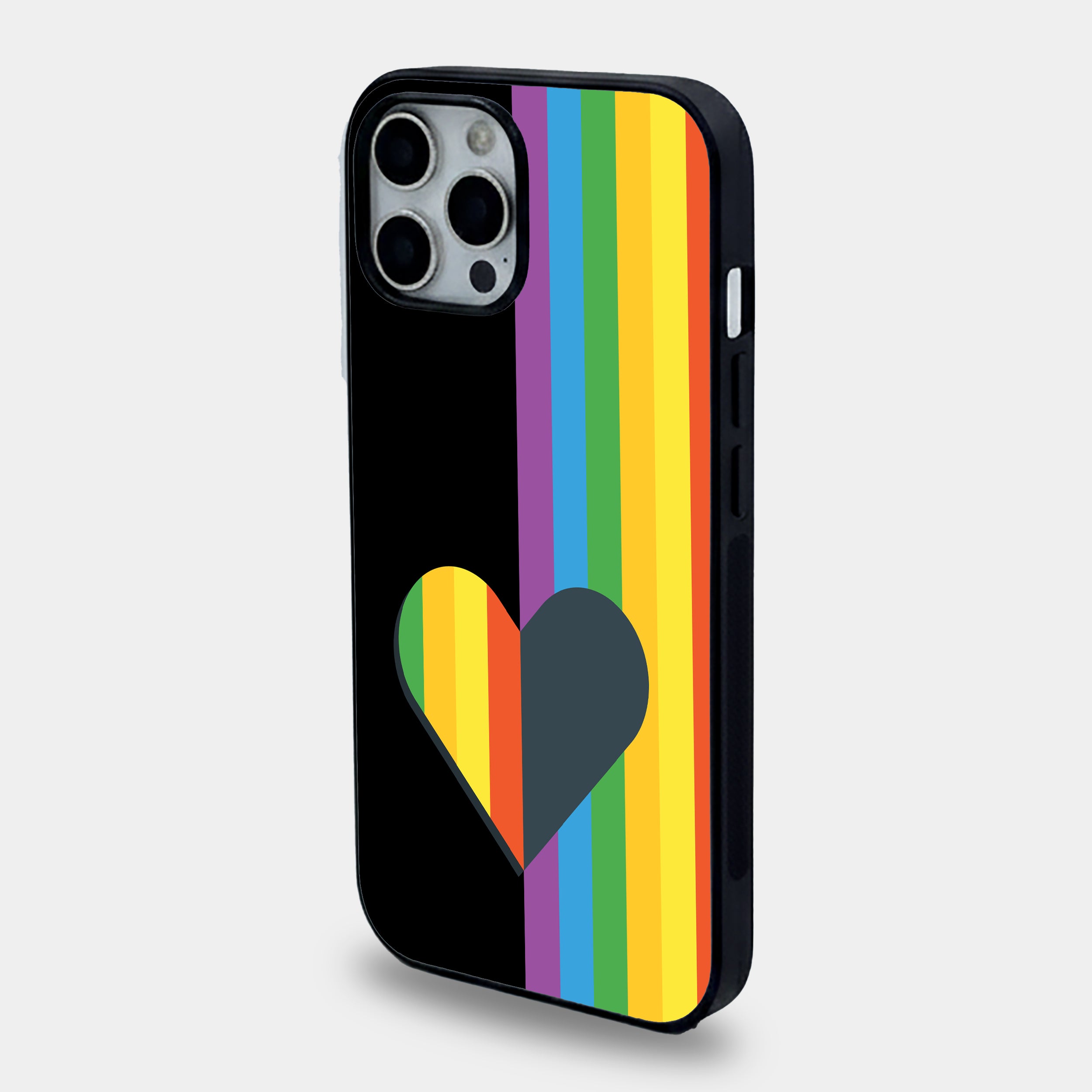 Split Black Pride Heart | Premium Glass iPhone Mobile Cover Case