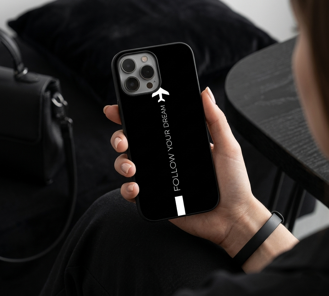 Minimalist "Follow Your Dream" Travel Aesthetic | Premium Glass iPhone & Samsung Mobile Cover Case