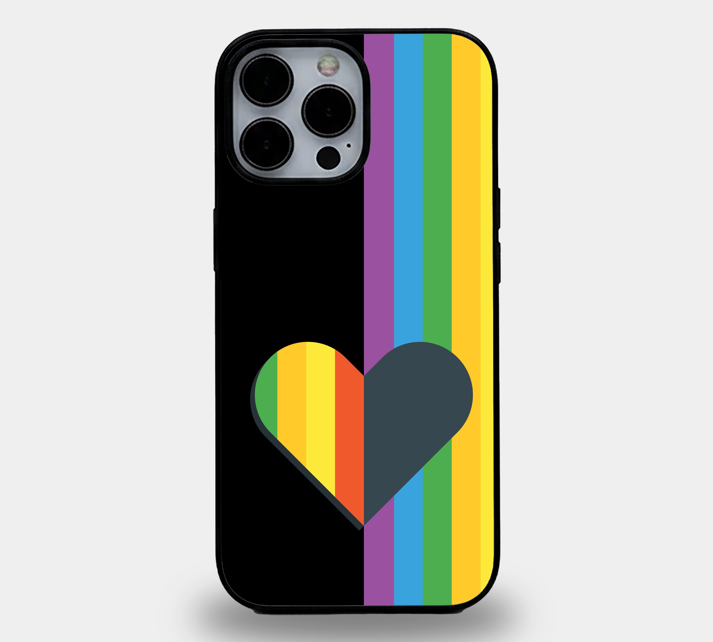 Split Black Pride Heart | Premium Glass iPhone Mobile Cover Case