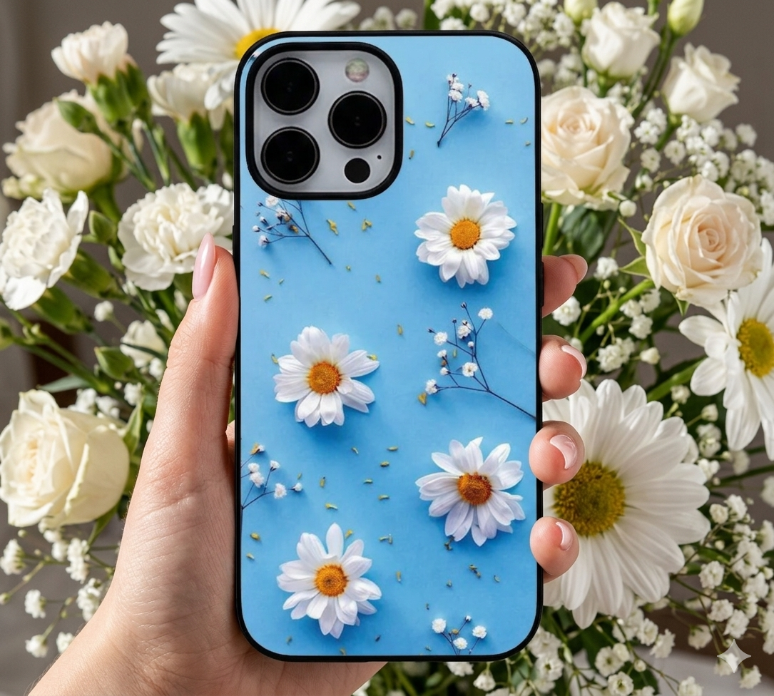Real Daisy Blue Background