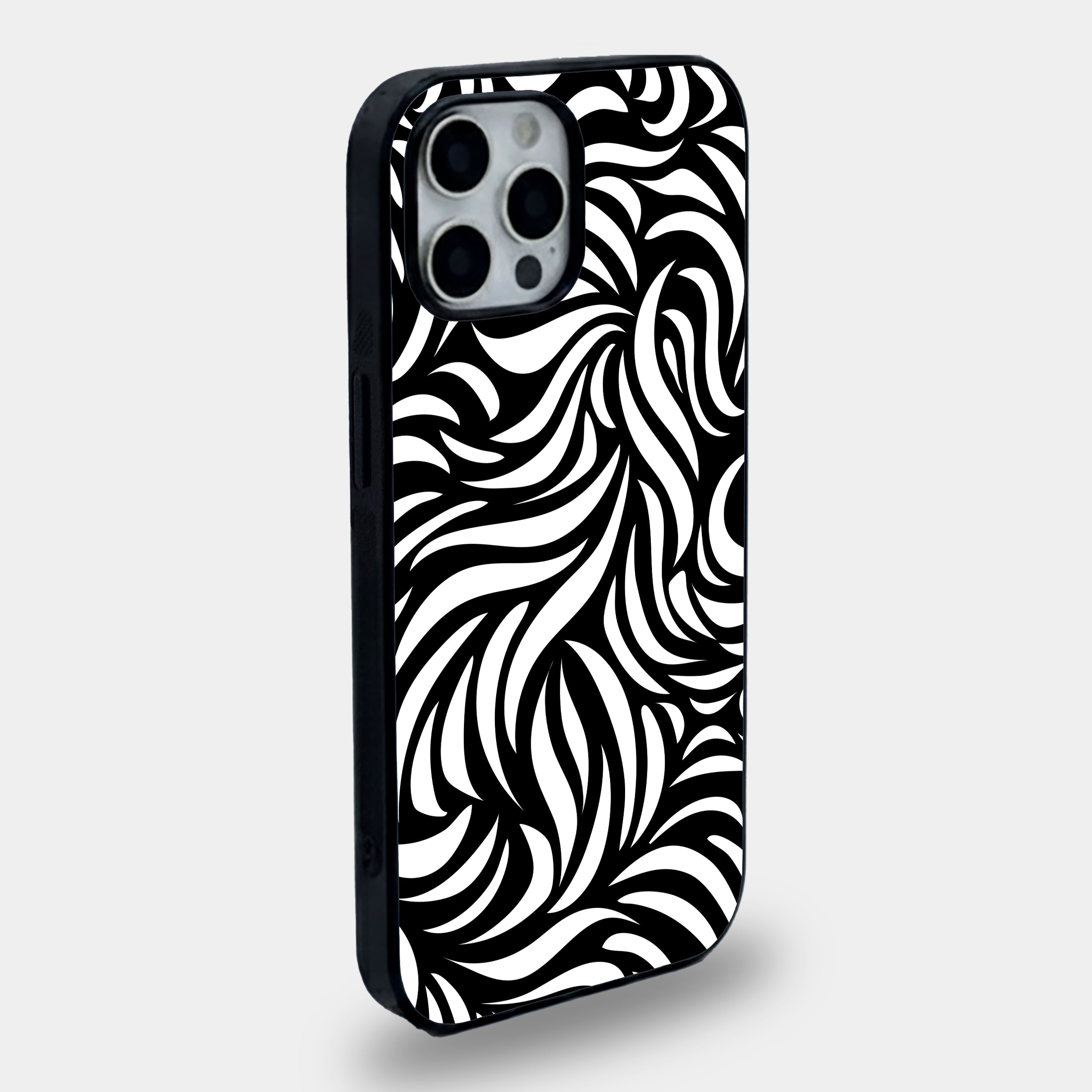 Midnight Swirl Abstract Monochrome | Premium Glass iPhone Mobile Cover Case