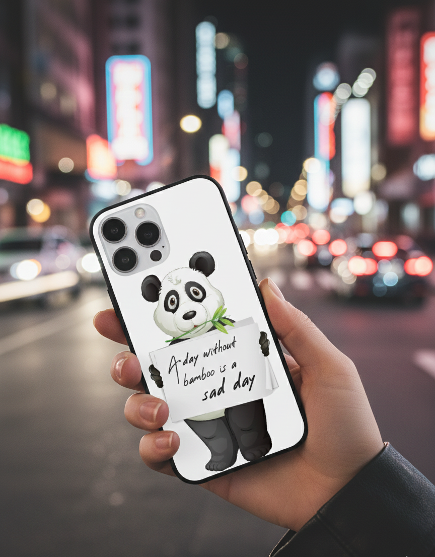Funny Panda Bamboo Philosophy | Premium Glass iPhone Mobile Cover Case