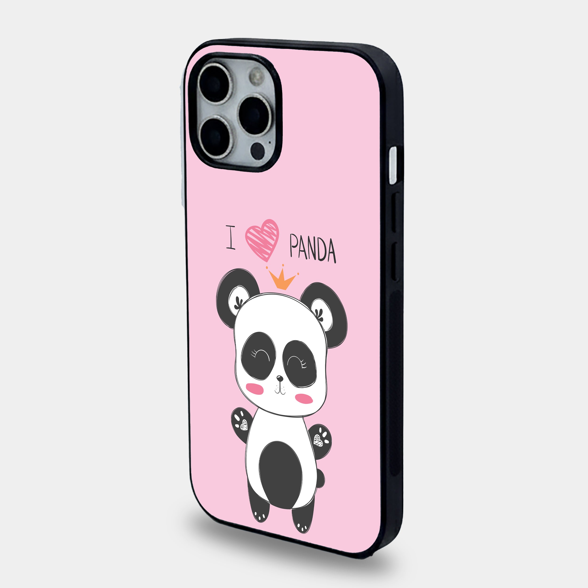 Panda Heart & Crown of Kindness | Premium Glass iPhone Mobile Cover Case