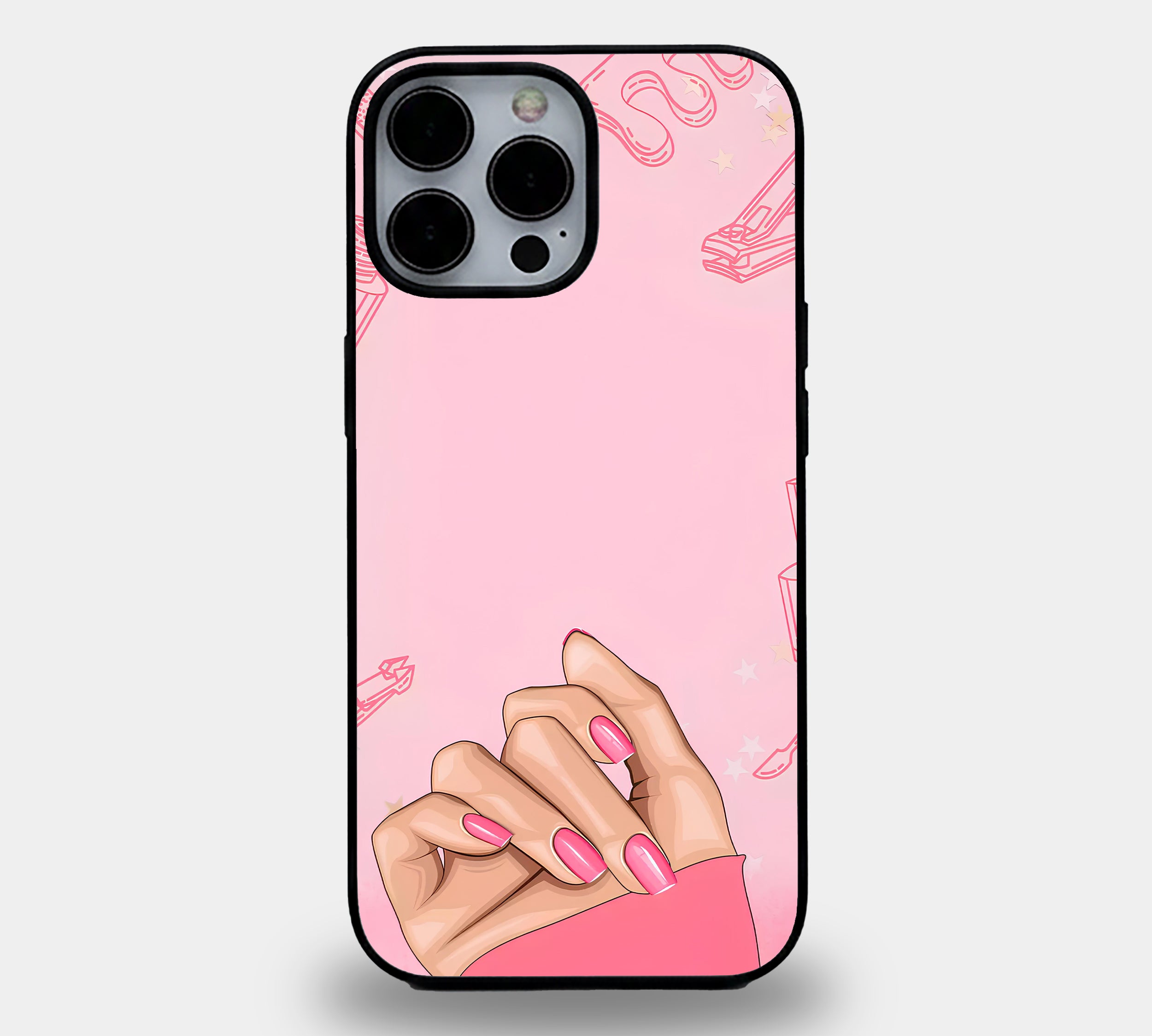 Soft Glam Manicure | Premium Glass iPhone & Samsung Mobile Cover Case