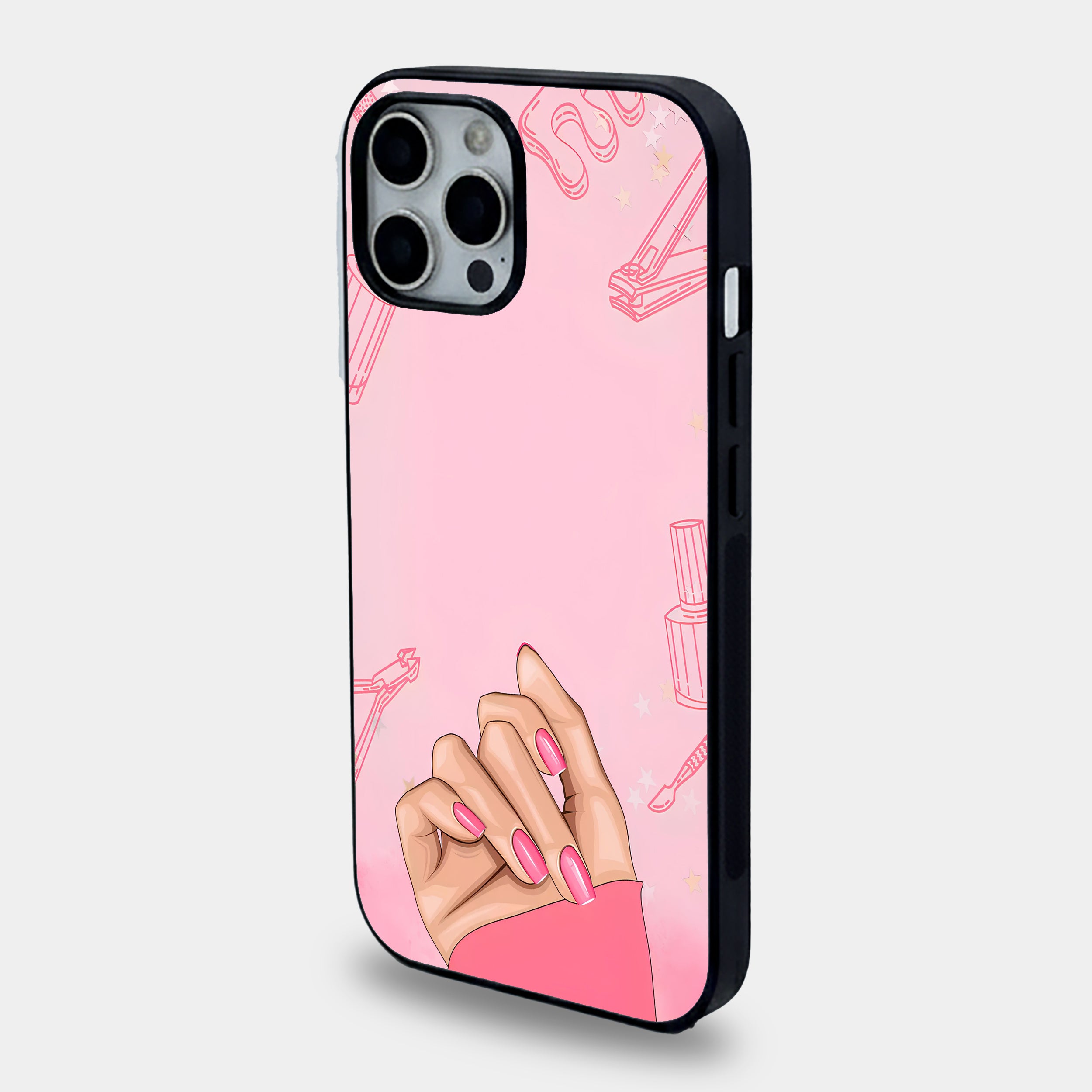 Soft Glam Manicure | Premium Glass iPhone & Samsung Mobile Cover Case