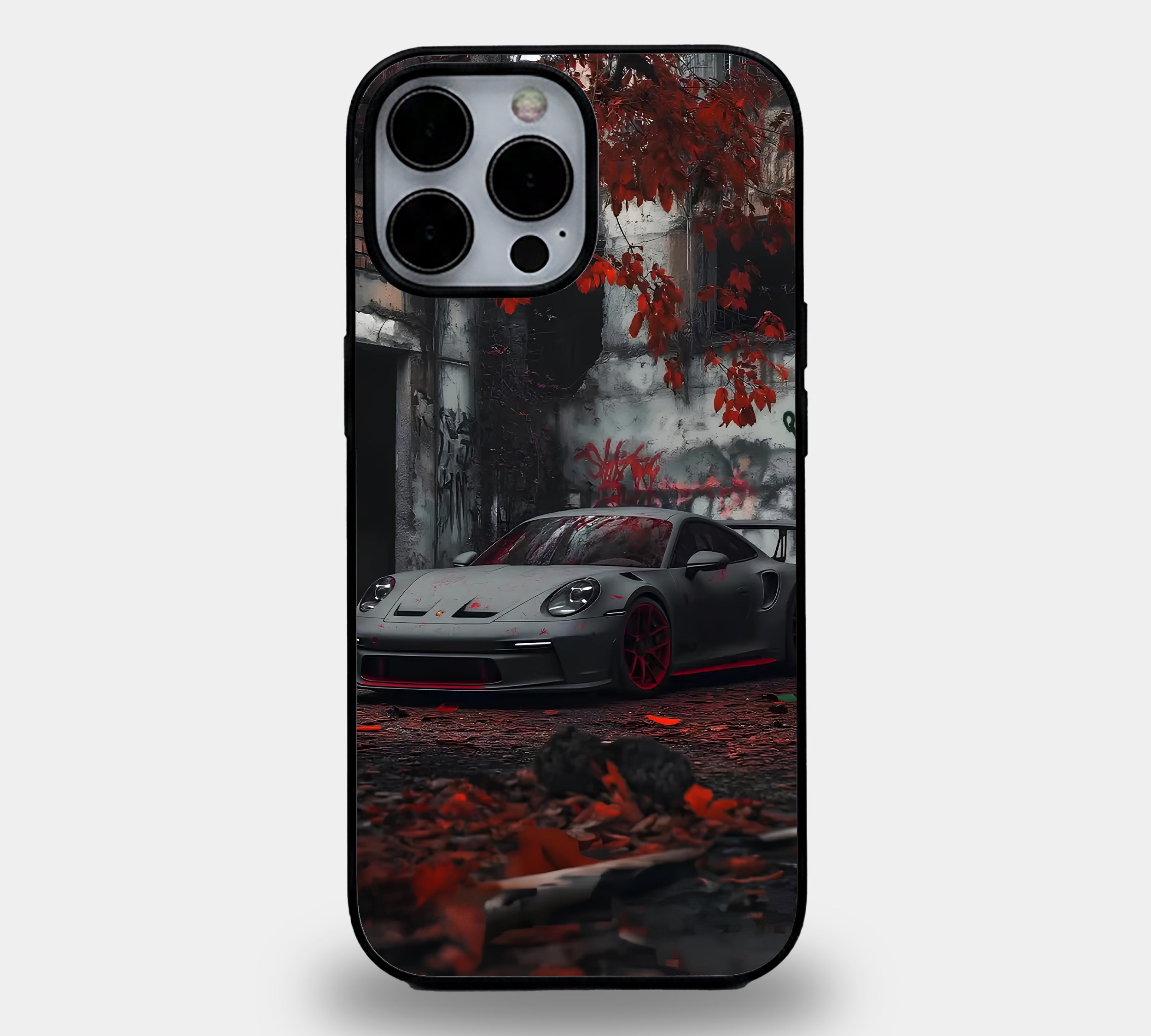Grey Porsche Autumn Leaves Case