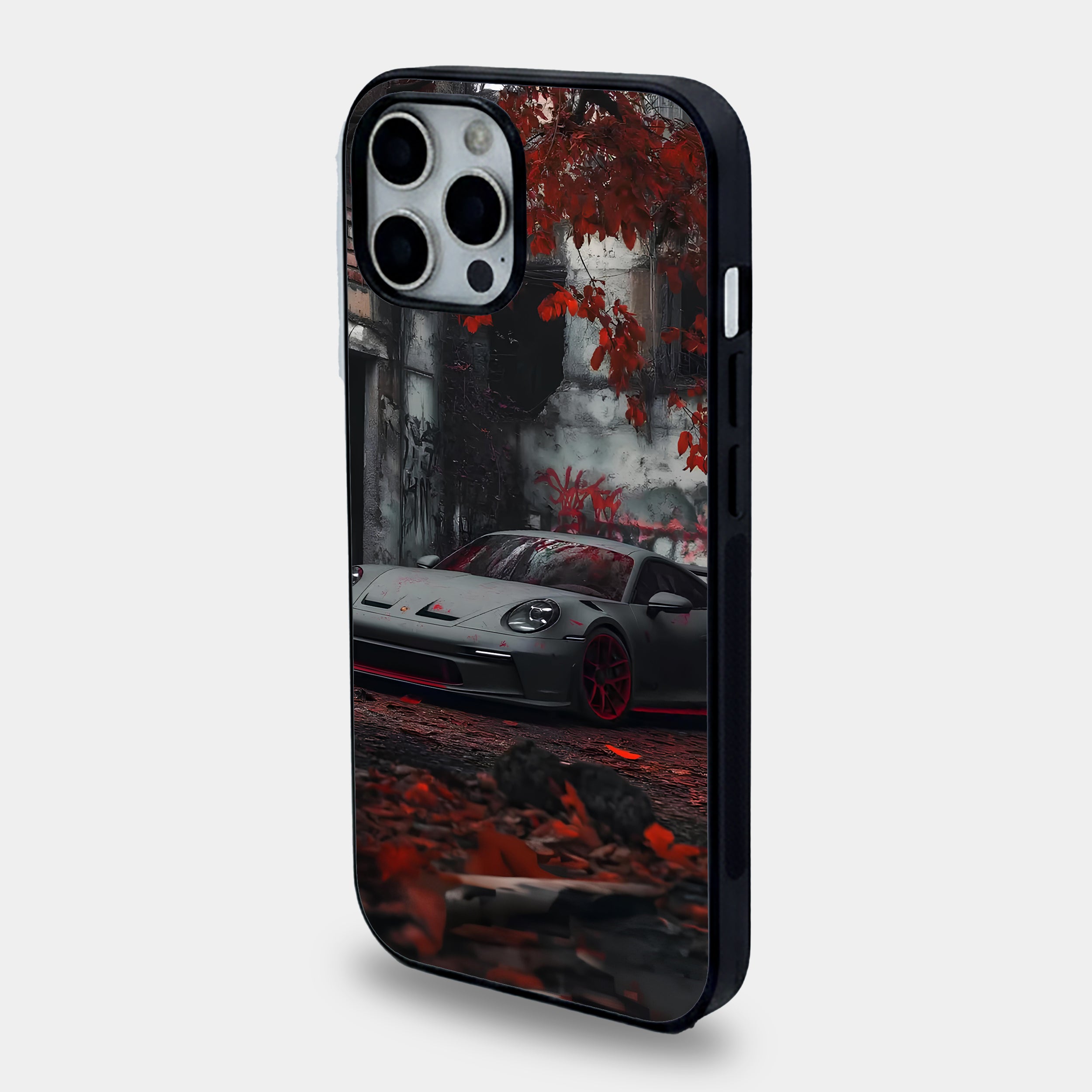 Grey Porsche Autumn Leaves Case