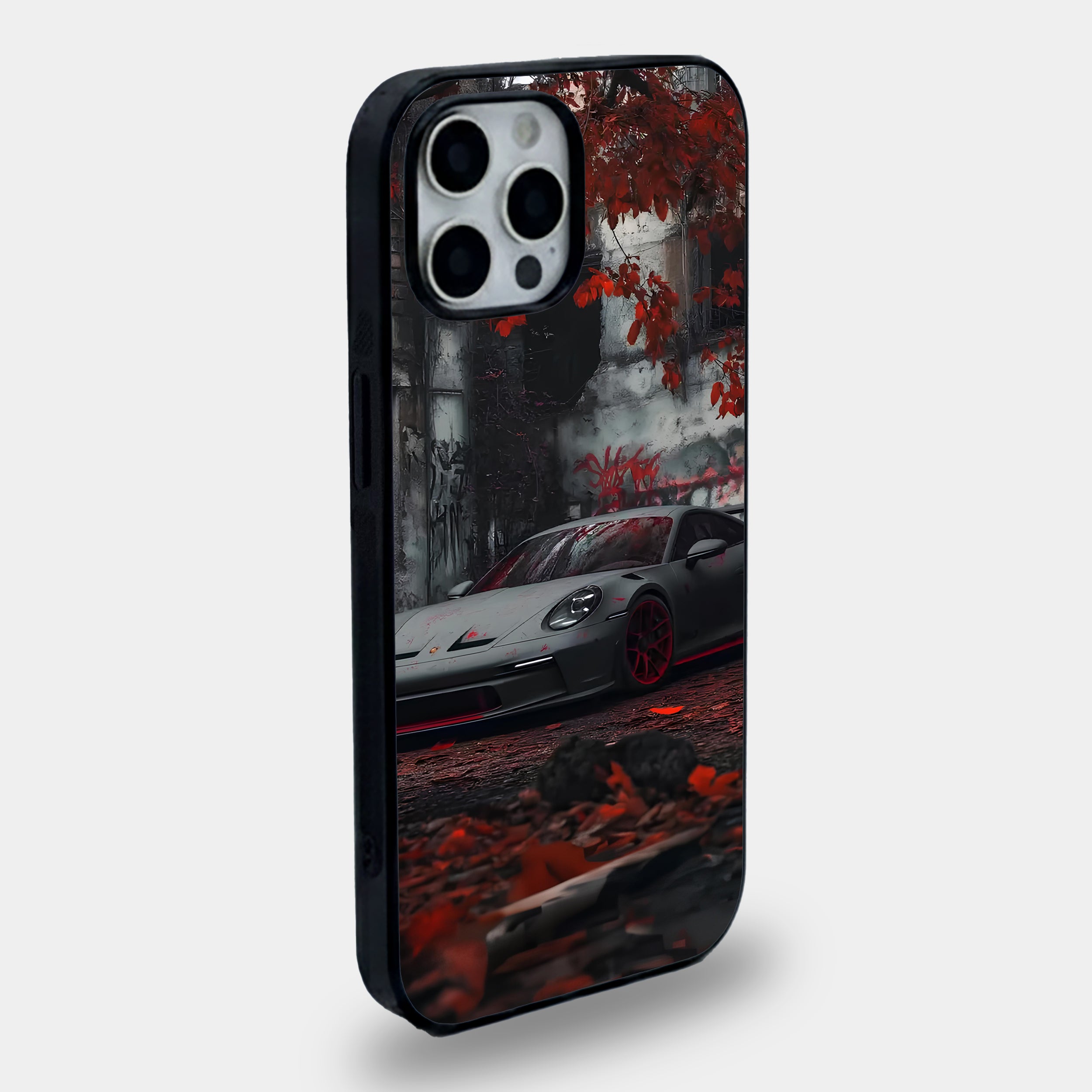 Grey Porsche Autumn Leaves Case