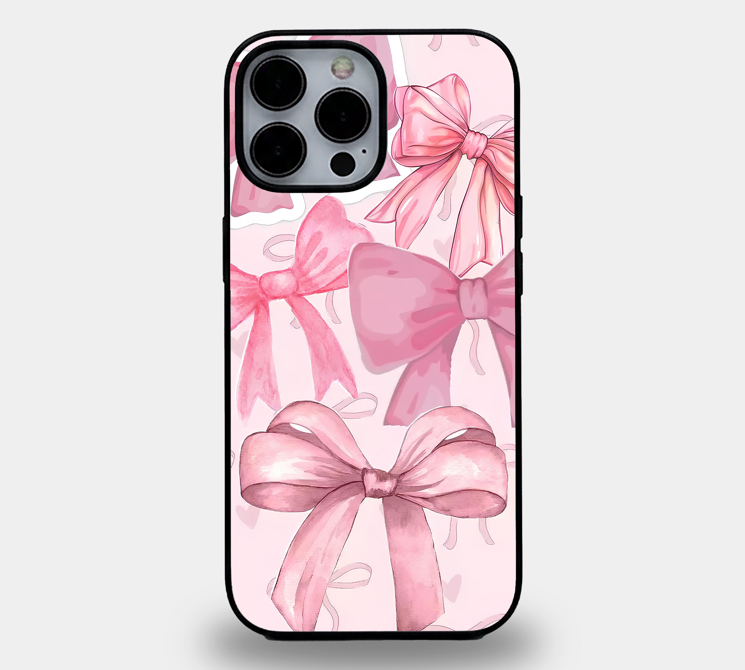Pink Watercolor Bow | Premium Glass iPhone & Samsung Mobile Cover Case