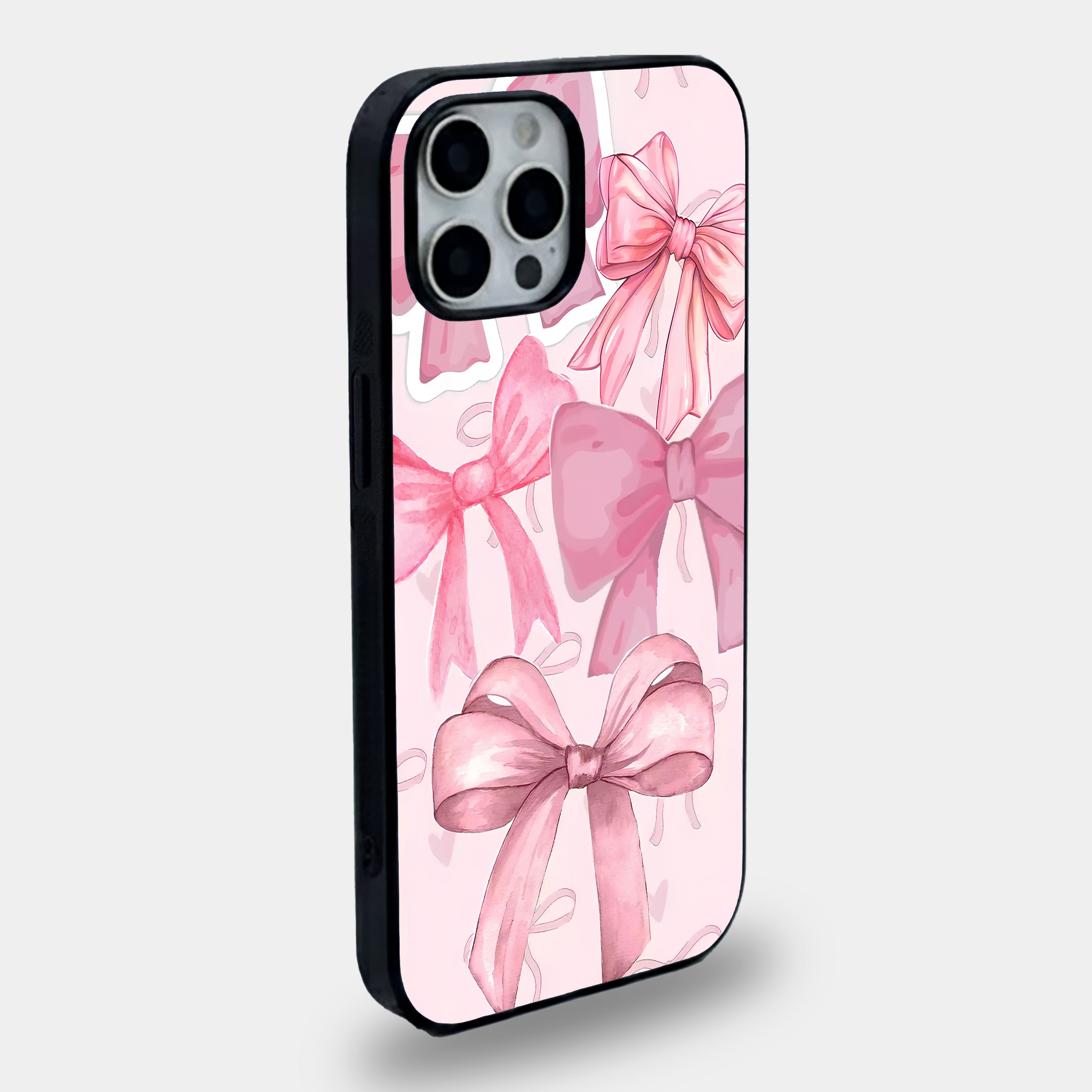 Pink Watercolor Bow | Premium Glass iPhone & Samsung Mobile Cover Case