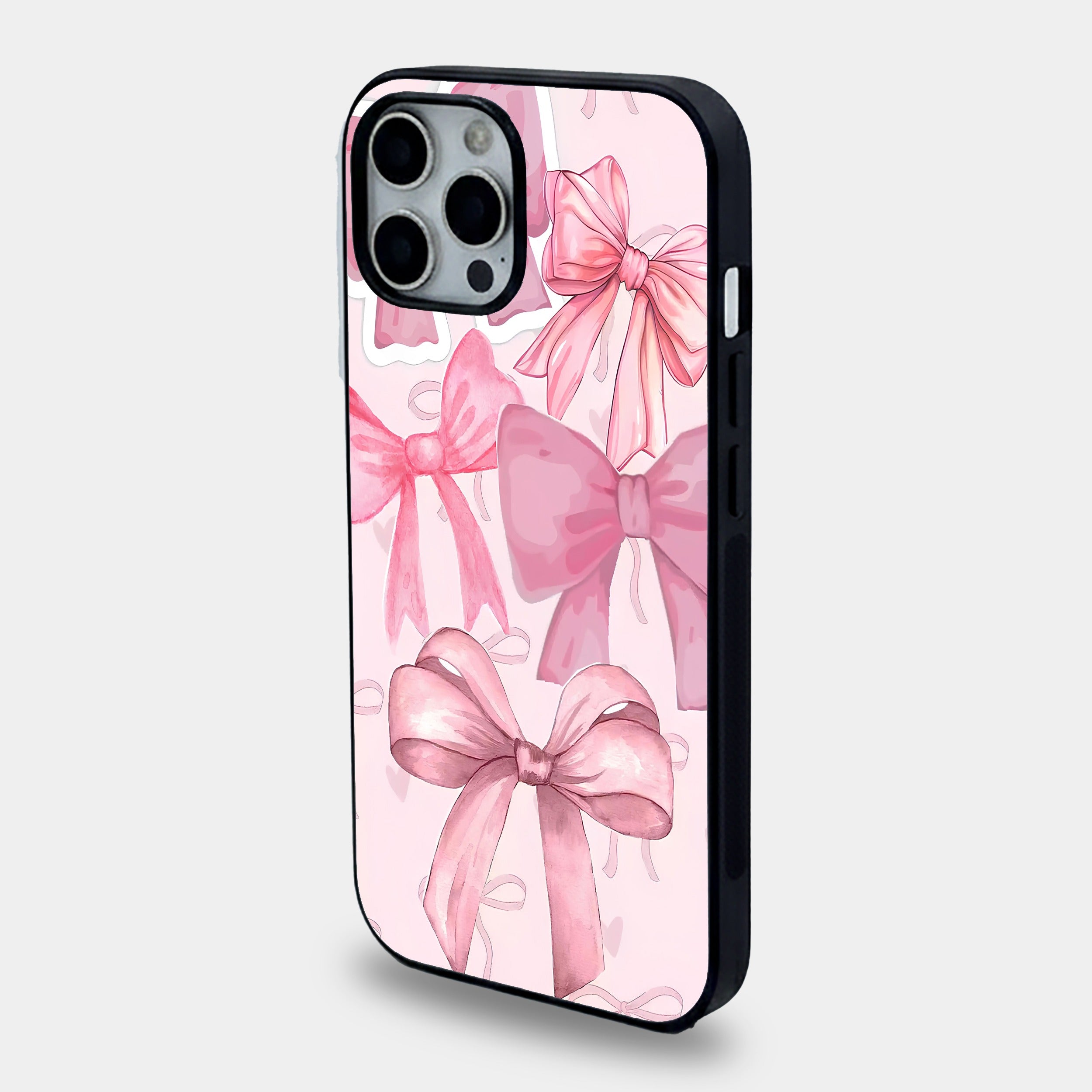 Pink Watercolor Bow | Premium Glass iPhone & Samsung Mobile Cover Case