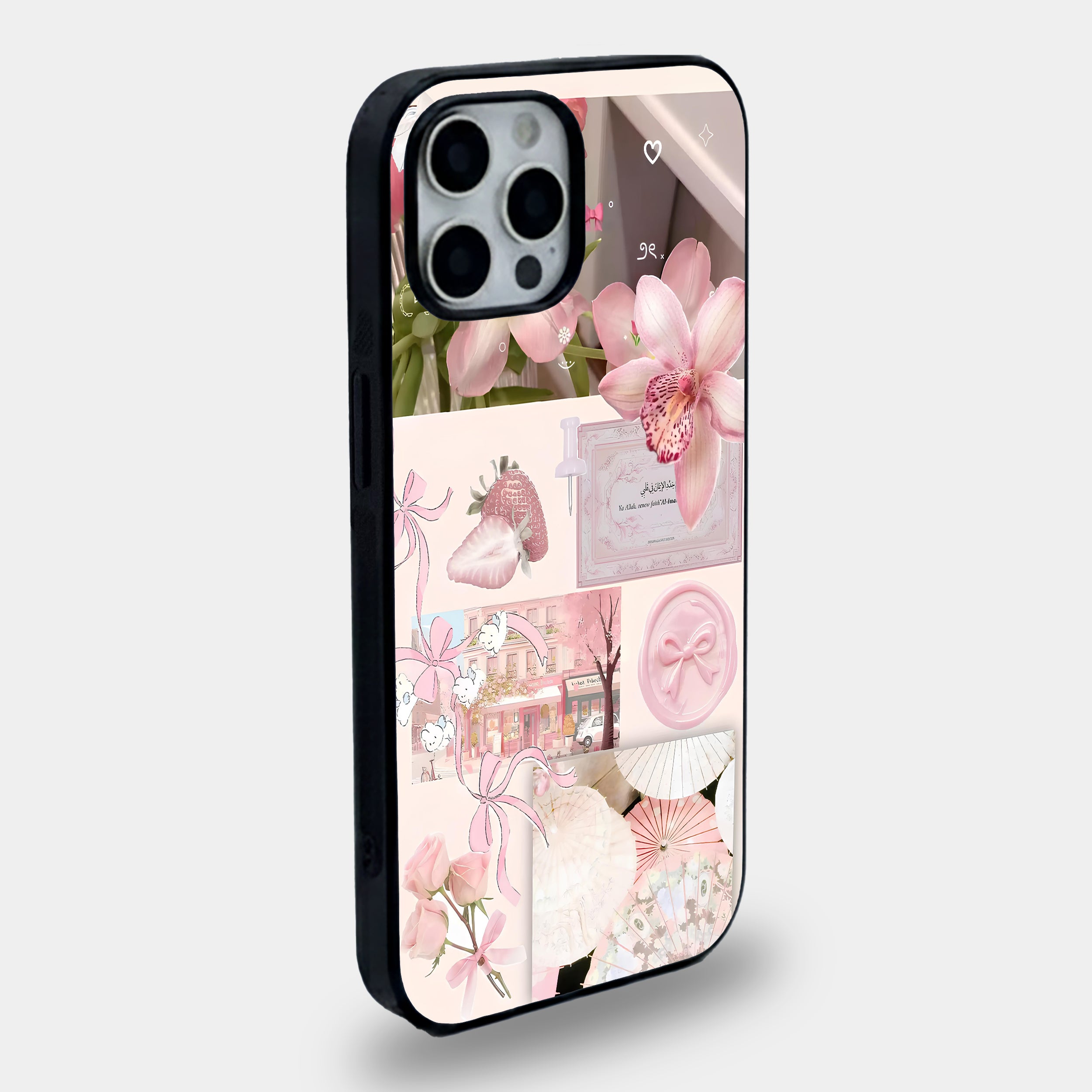 Enchanted Pink Bloom Collage | Premium Glass iPhone & Samsung Mobile Cover Case
