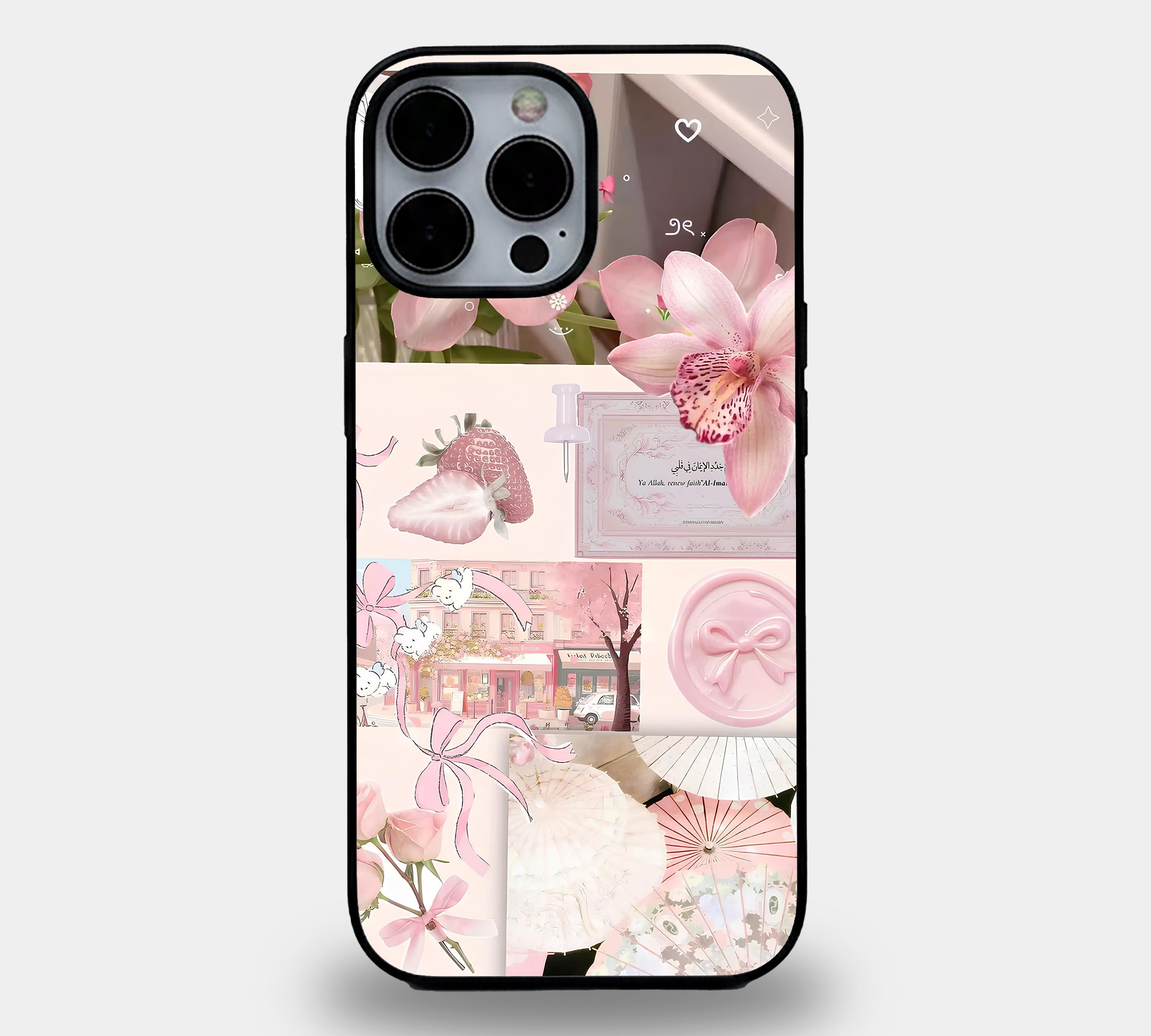 Enchanted Pink Bloom Collage | Premium Glass iPhone & Samsung Mobile Cover Case