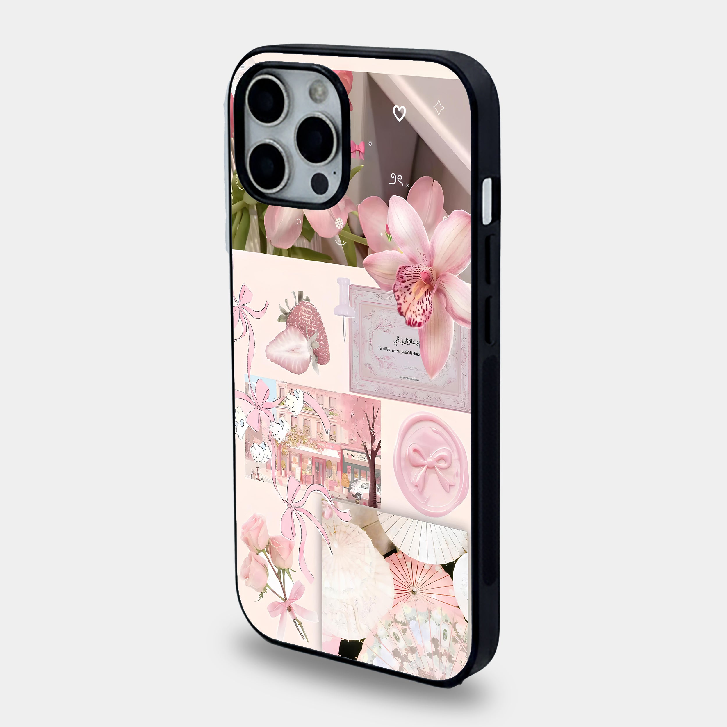 Enchanted Pink Bloom Collage | Premium Glass iPhone & Samsung Mobile Cover Case