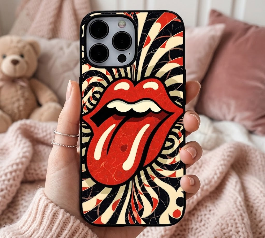 Rock & Roll Psychedelic Lips | Premium Glass iPhone & Samsung Mobile Cover Case
