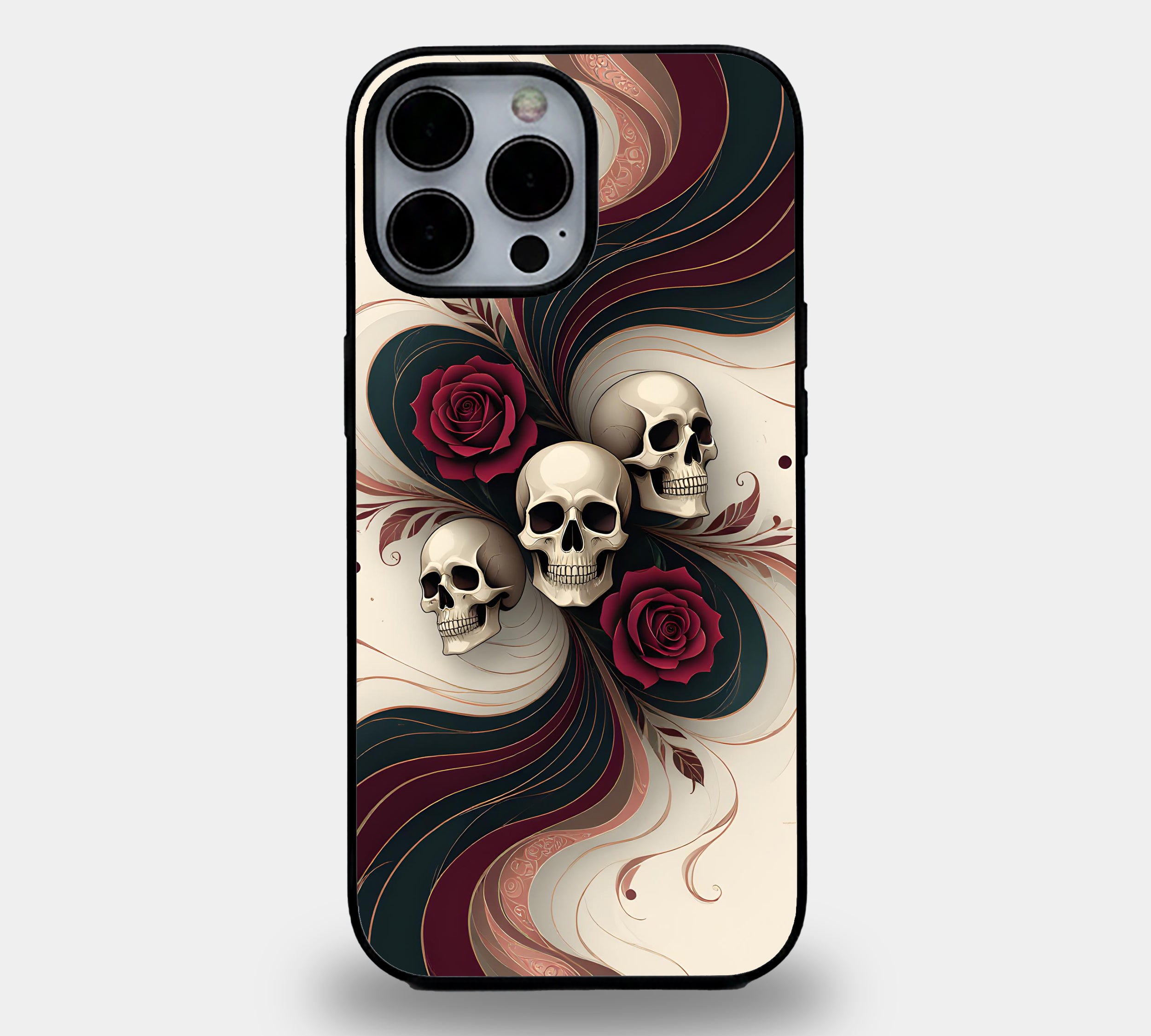 Vintage Rose and Skull | Premium Glass iPhone & Samsung Mobile Cover Case
